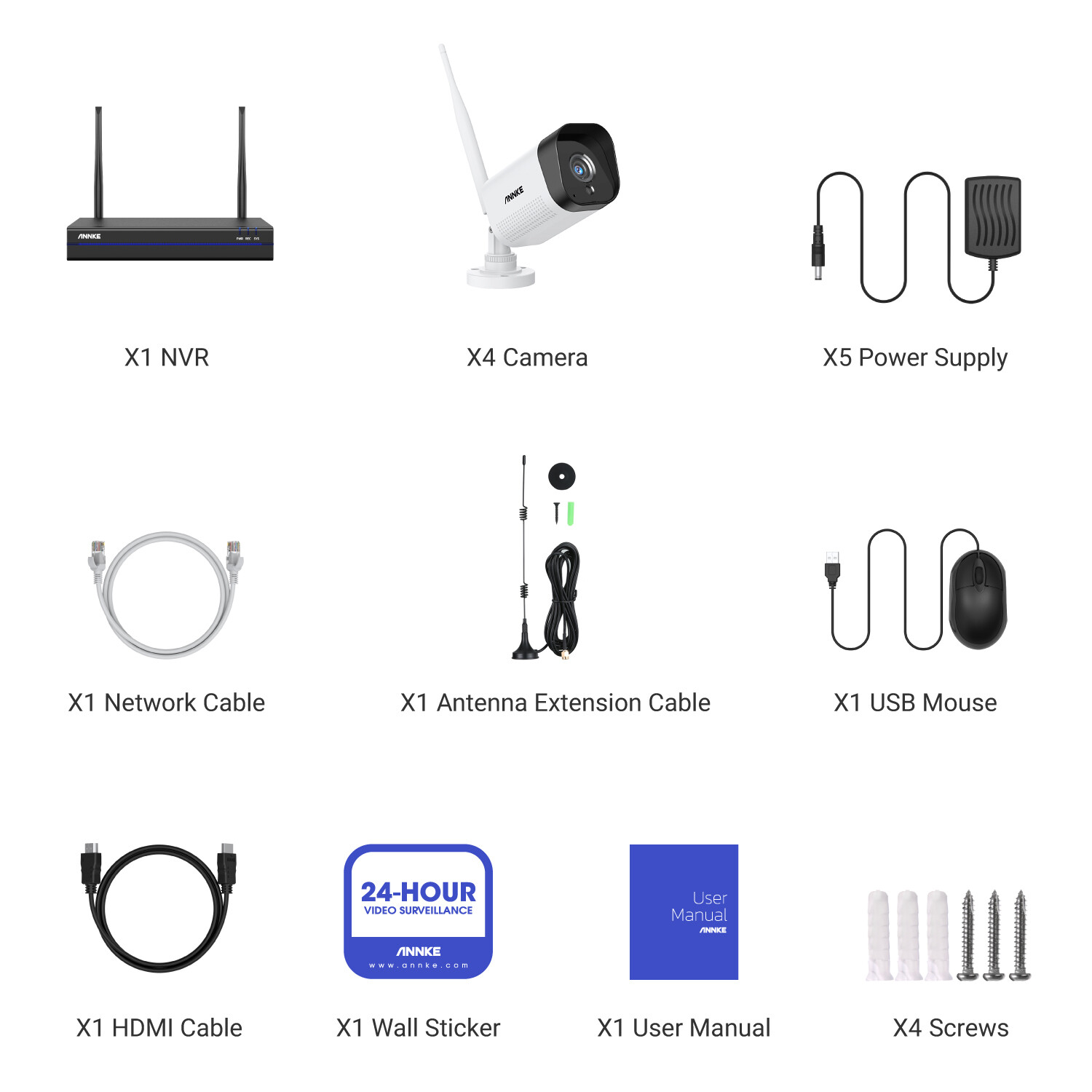 ANNKE Wireless 8CH NVR 5MP Security Camera System Two Way Audio Outdoor H.265+