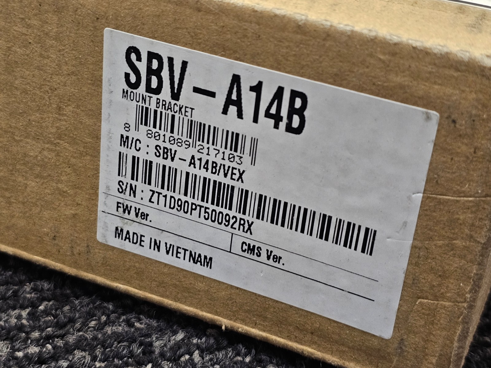 Hanwha Techwin SBV-A14B Wisenet Back Box Mount Bracket White