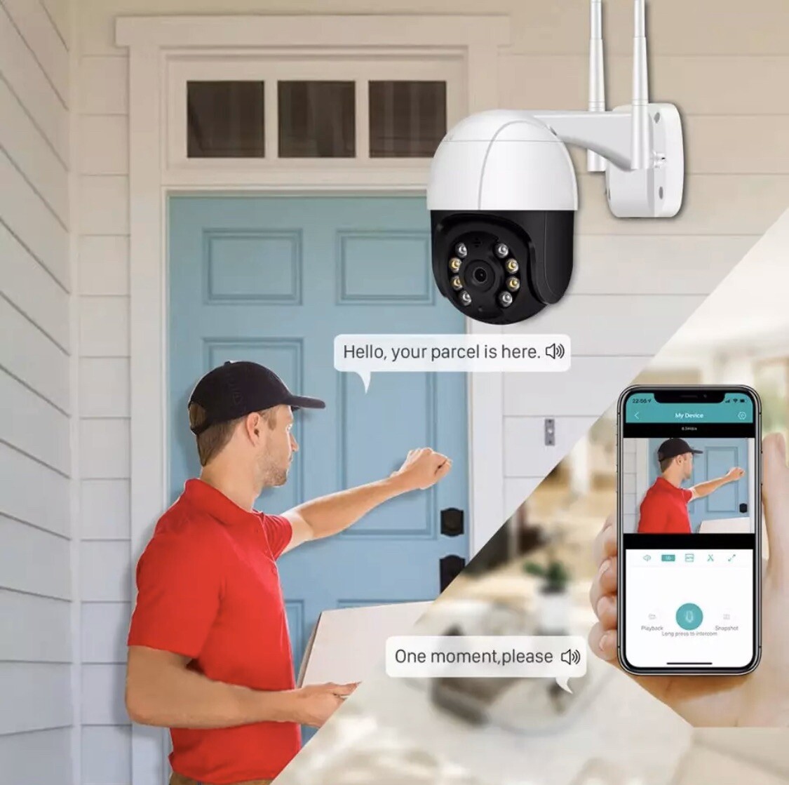 1080P PTZ Wifi IP Camera Outdoor 4X Digital Zoom AI Human Detect Wireless Camera
