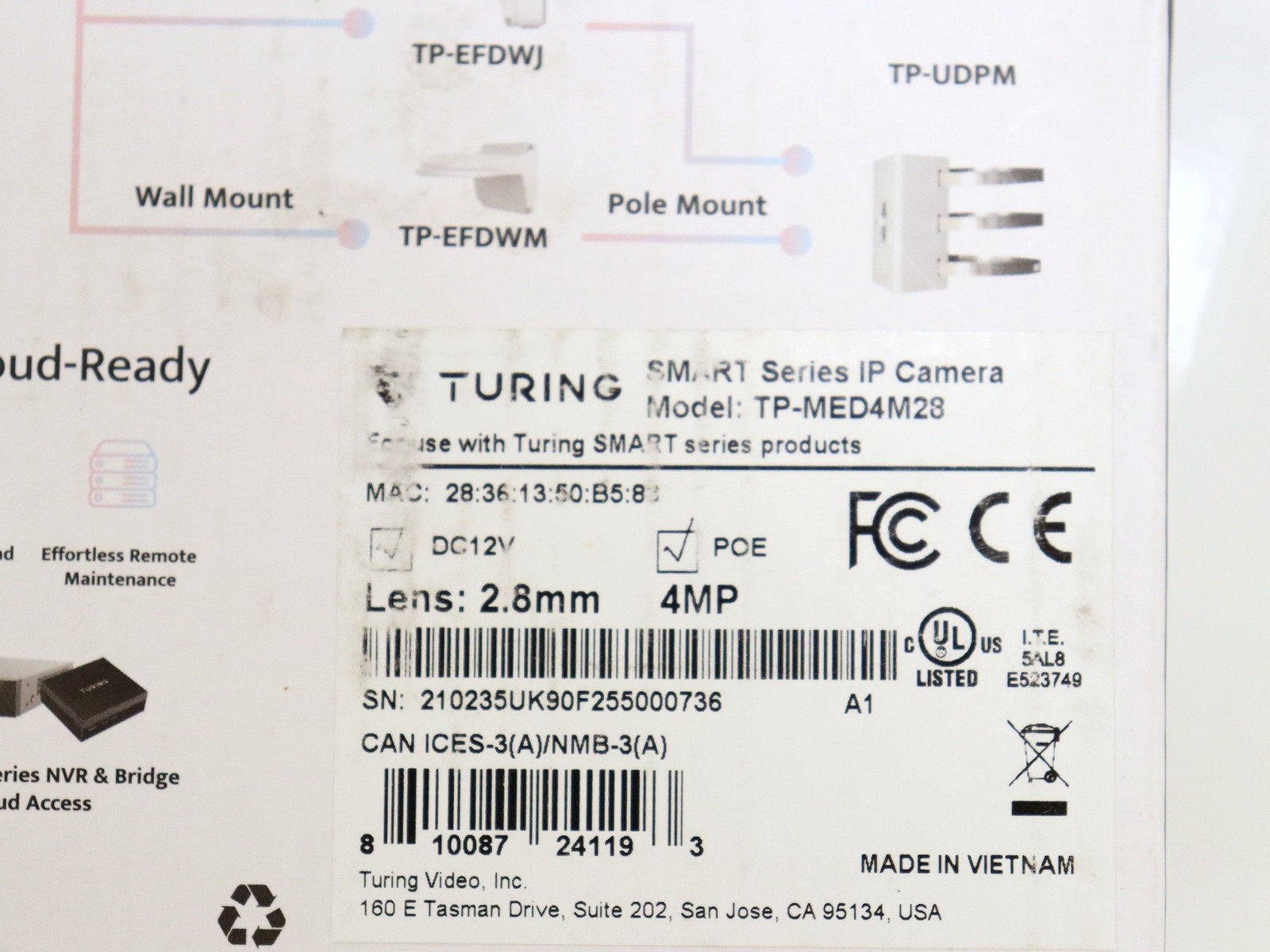 Turning Turret Camera TP-MED4M28 Smart Series IP Camera 2.8mm Lens