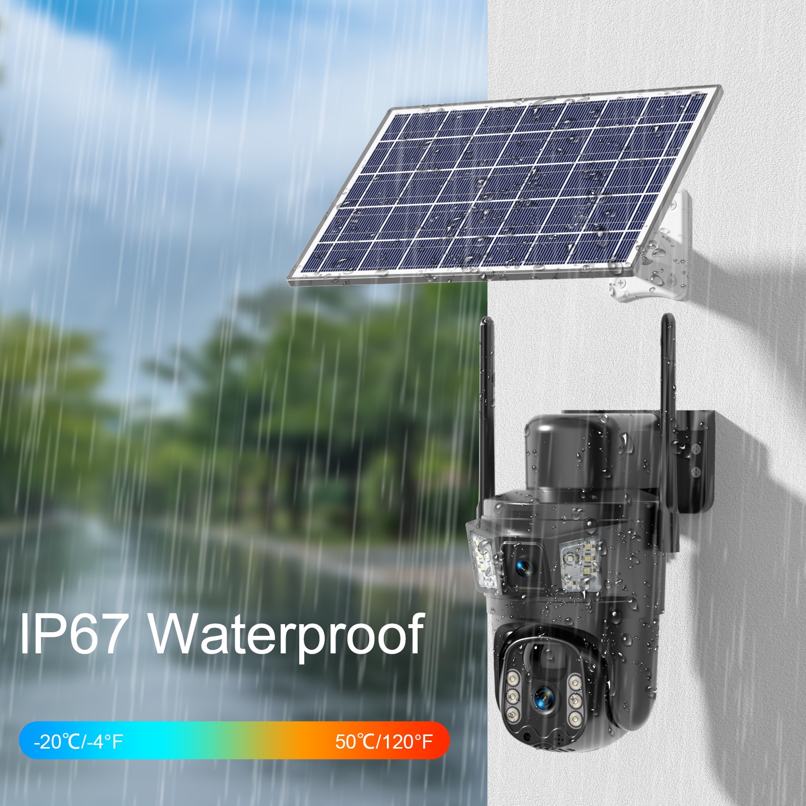 Solar Battery Powered Wireless Outdoor Pan/Tilt Home Security WiFi Camera System