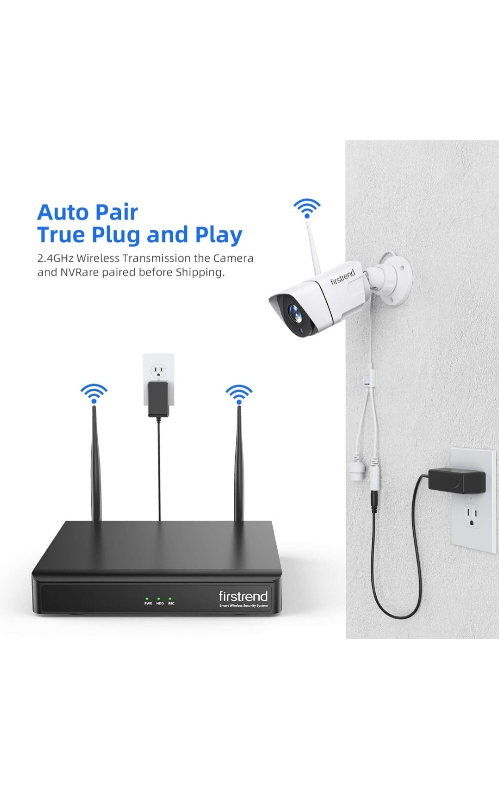 1080P Wireless Security Camera System, Firstrend 8CH Wireless DVR System with 4