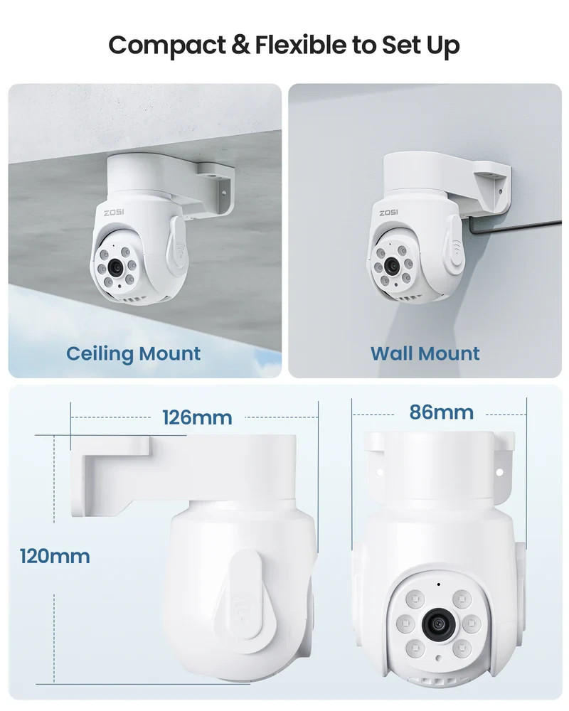 ZOSI 8-Channel DVR Security Camera System w/ 4X Pan/Tilt 360° Cameras & 500GB HD