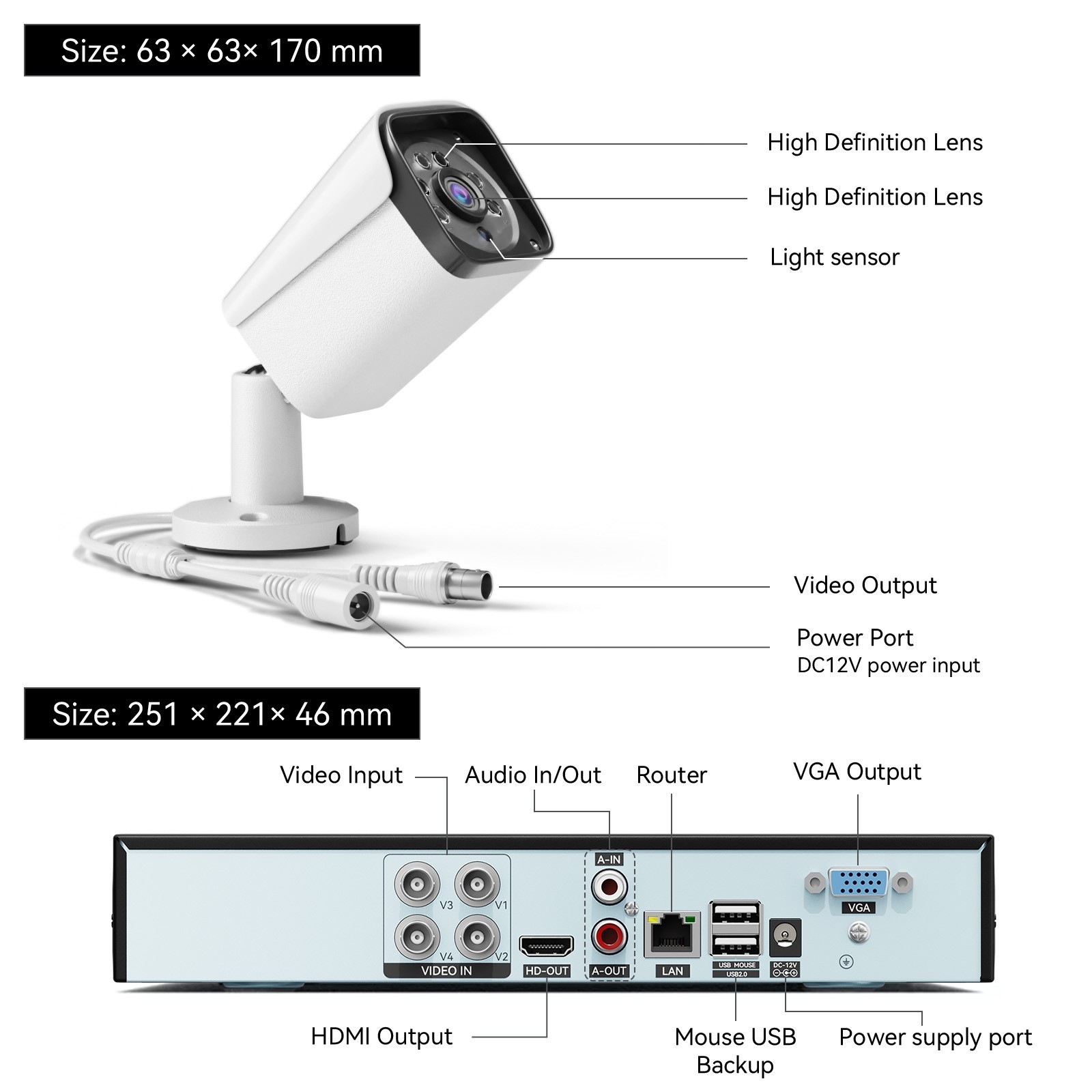 Wired Security Camera System Outdoor, 4X 3MP CCTV Camera, 500G HDD