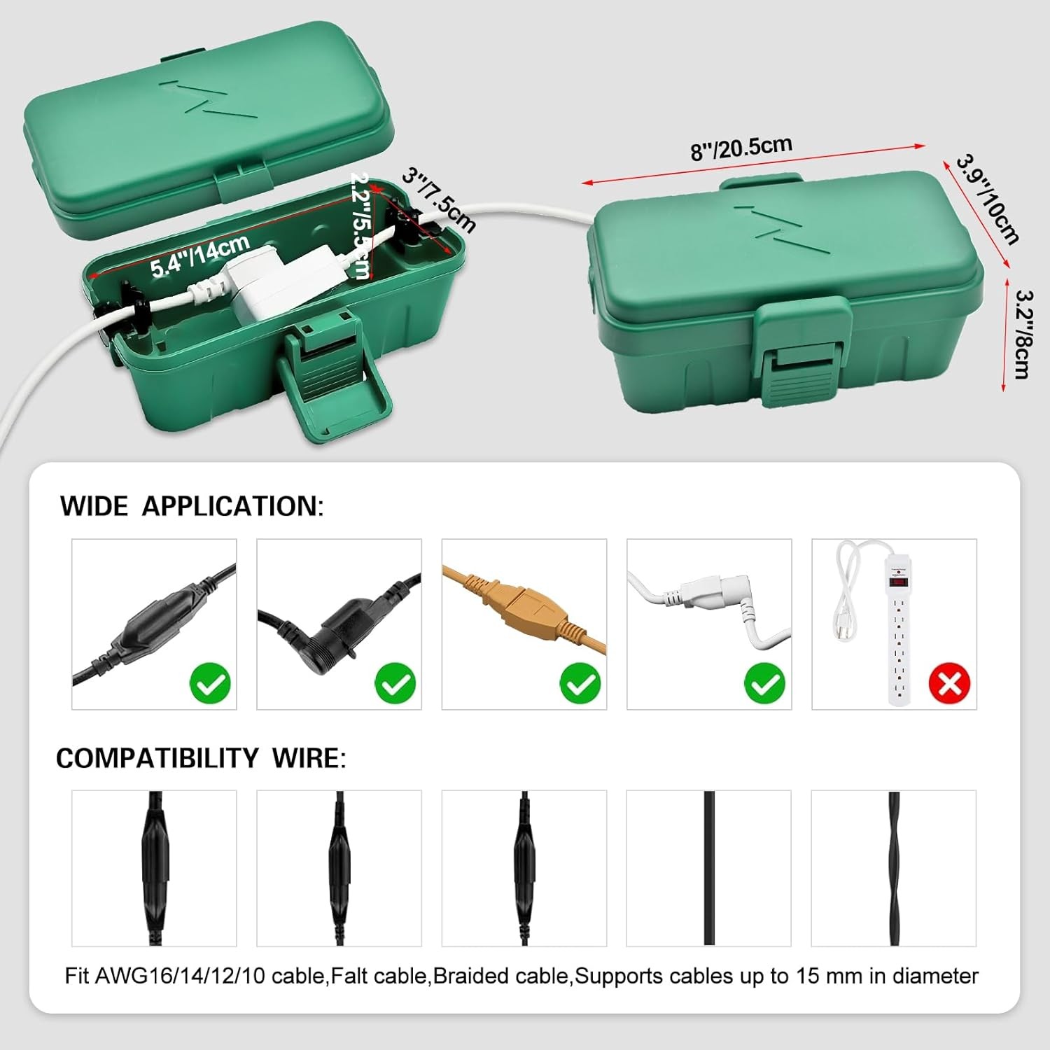 Hrensaw Small Weatherproof Electrical Connection Box(Inner 5.5 x Small, Green