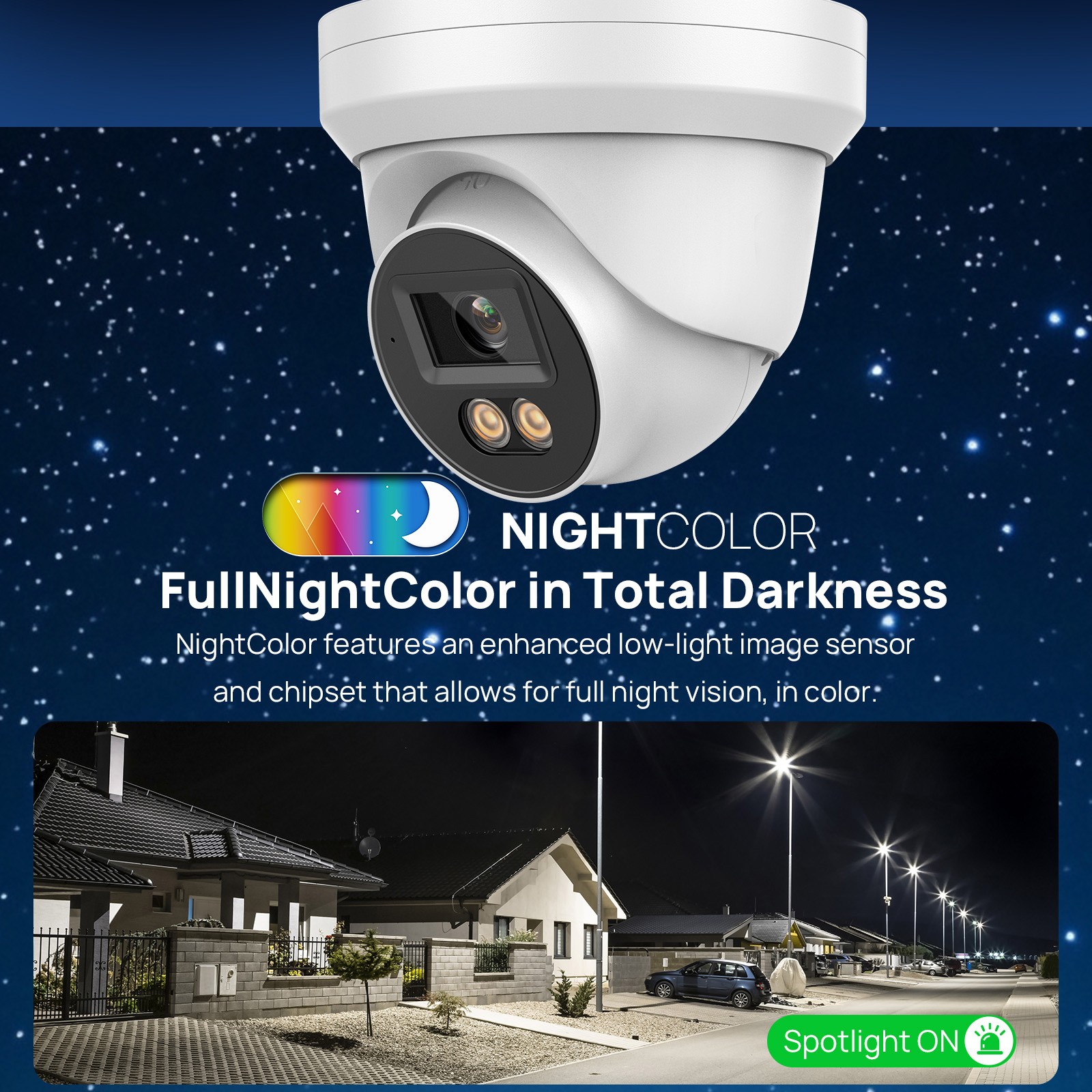 VIKYLIN 8CH NVR Systems 24h Full Color Turret POE 8MP IP Camera MIC Outdoor Lot