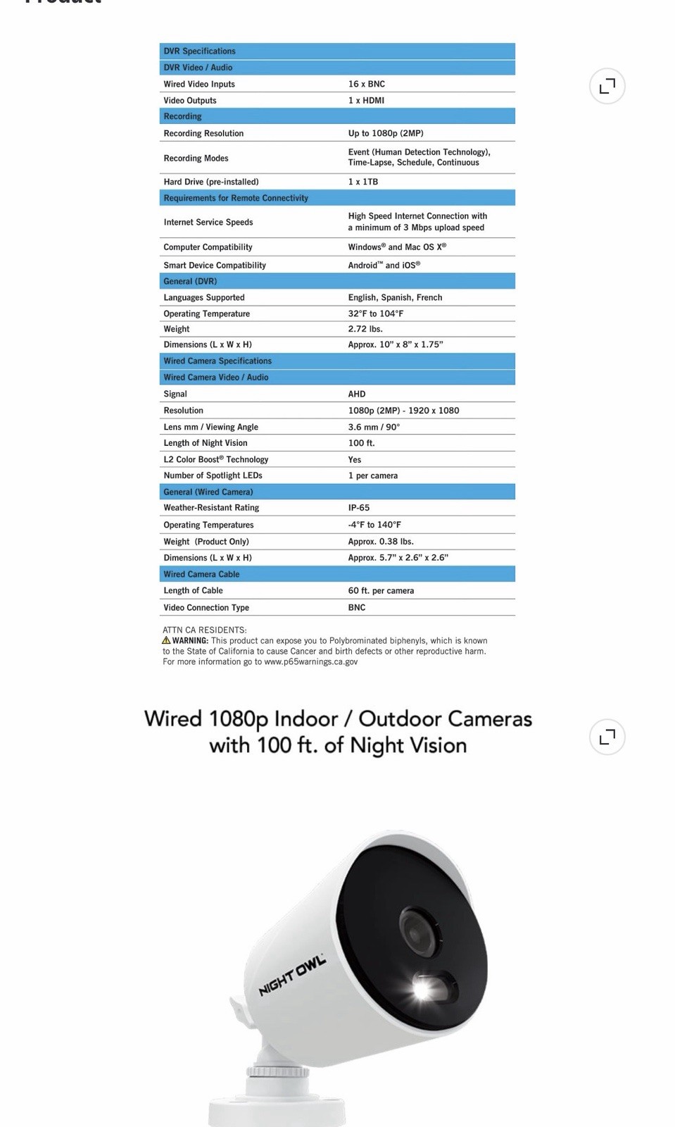 Night Owl 12 Channel DVR Security System with 6 Wired 1080p HD Spotlight Cameras