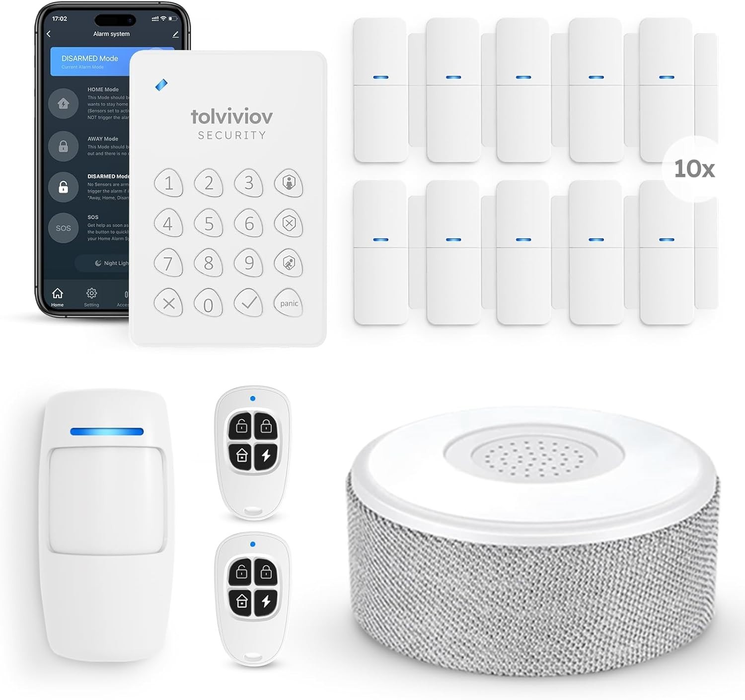 tolviviov 15-Piece WiFi Home Security Alarm System w/ App Alerts, No Monthly Fee