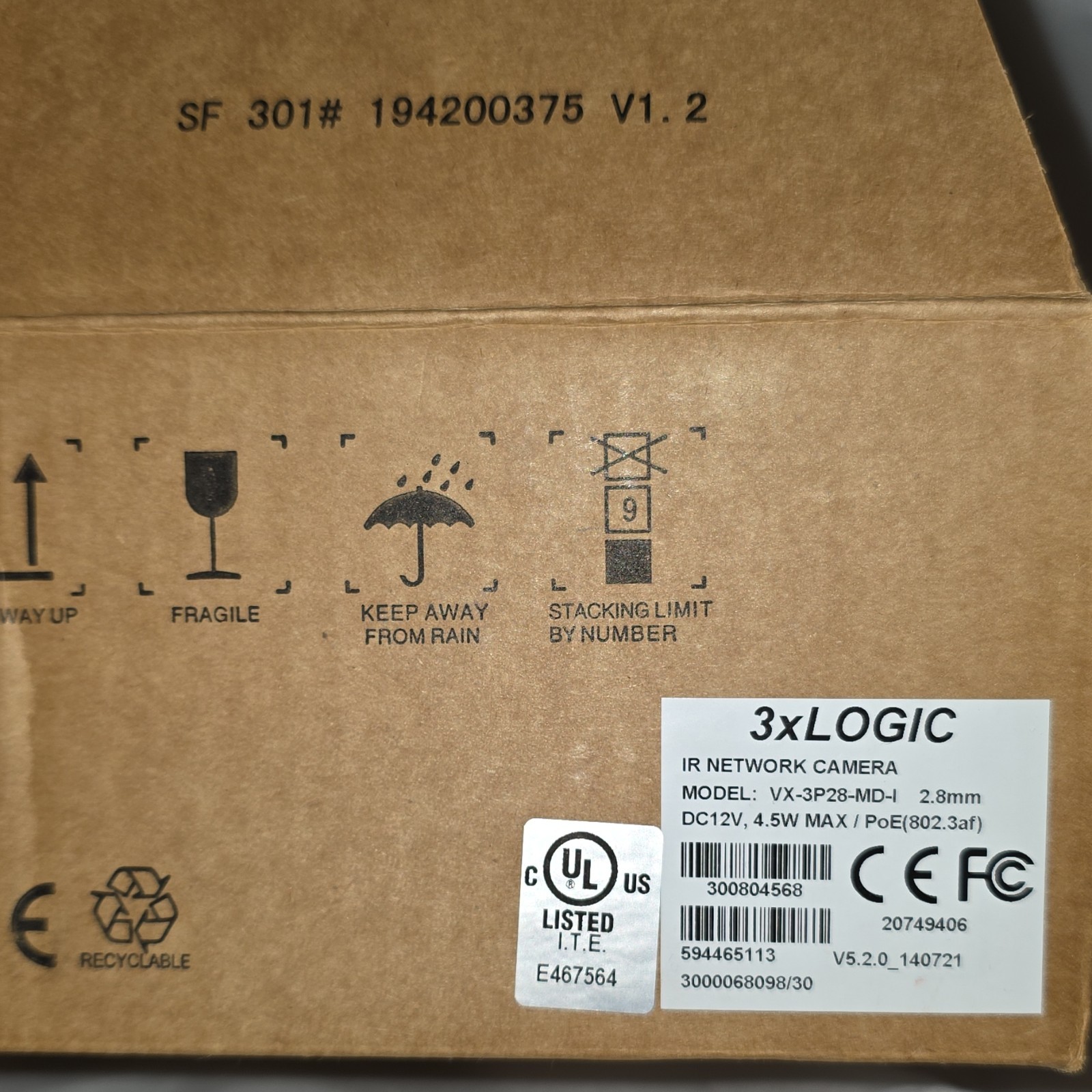 3xLOGIC VX-3P28-MD-I IR Network Camera 2.8mm PoE (802.3af) DC12V White