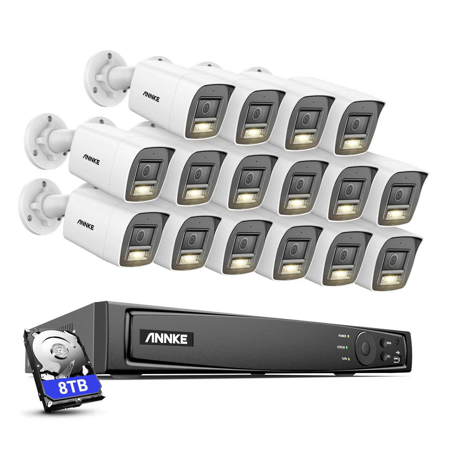 ANNKE 12MP 16CH NVR PoE 4K AI Color Night Security Camera System Audio Recording