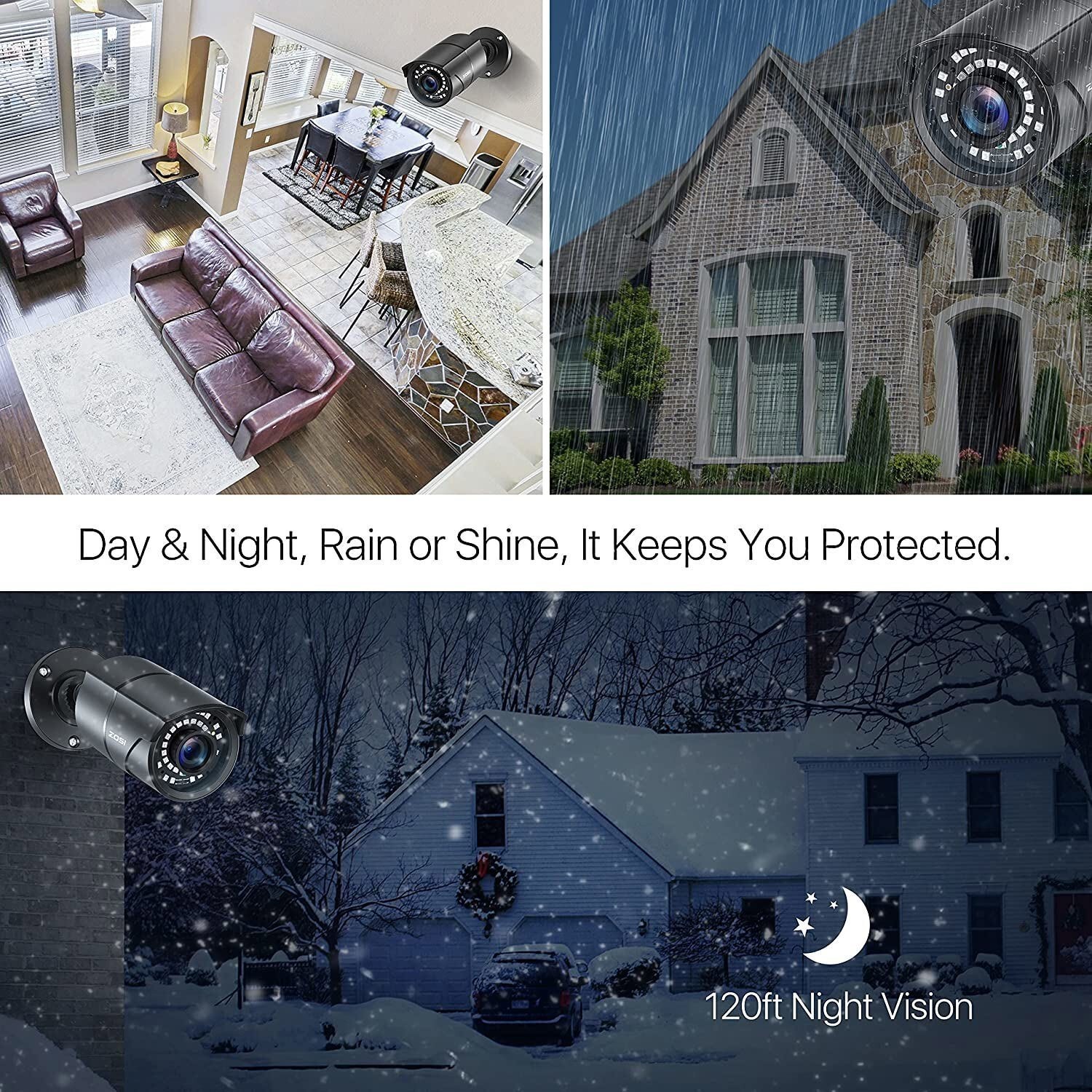 ZOSI 8CH 1080P DVR 2MP Home Security Surveillance Camera System CCTV 24/7 View