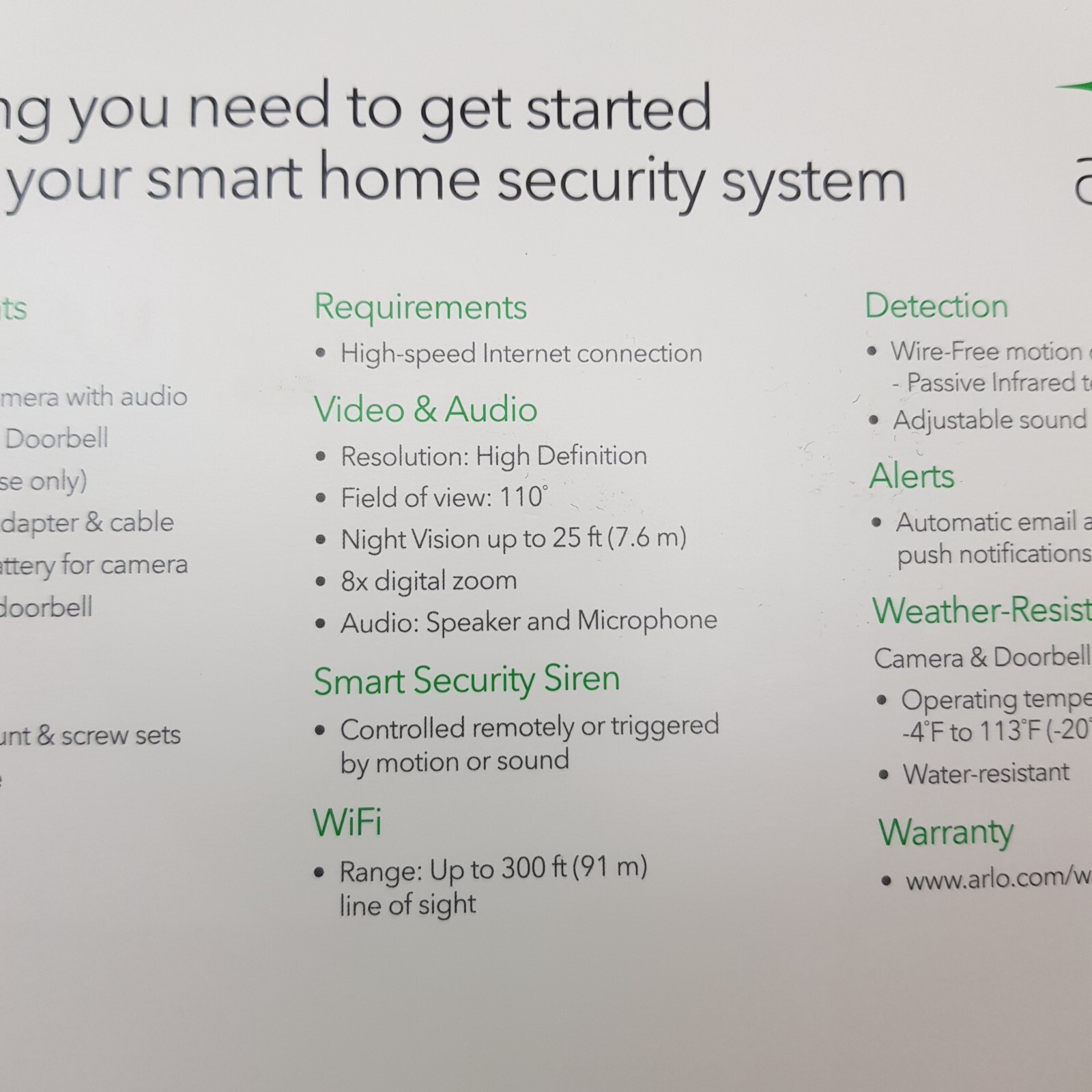 Arlo Smart Home Pro HD Camera Plus Audio Doorbell and Chime System