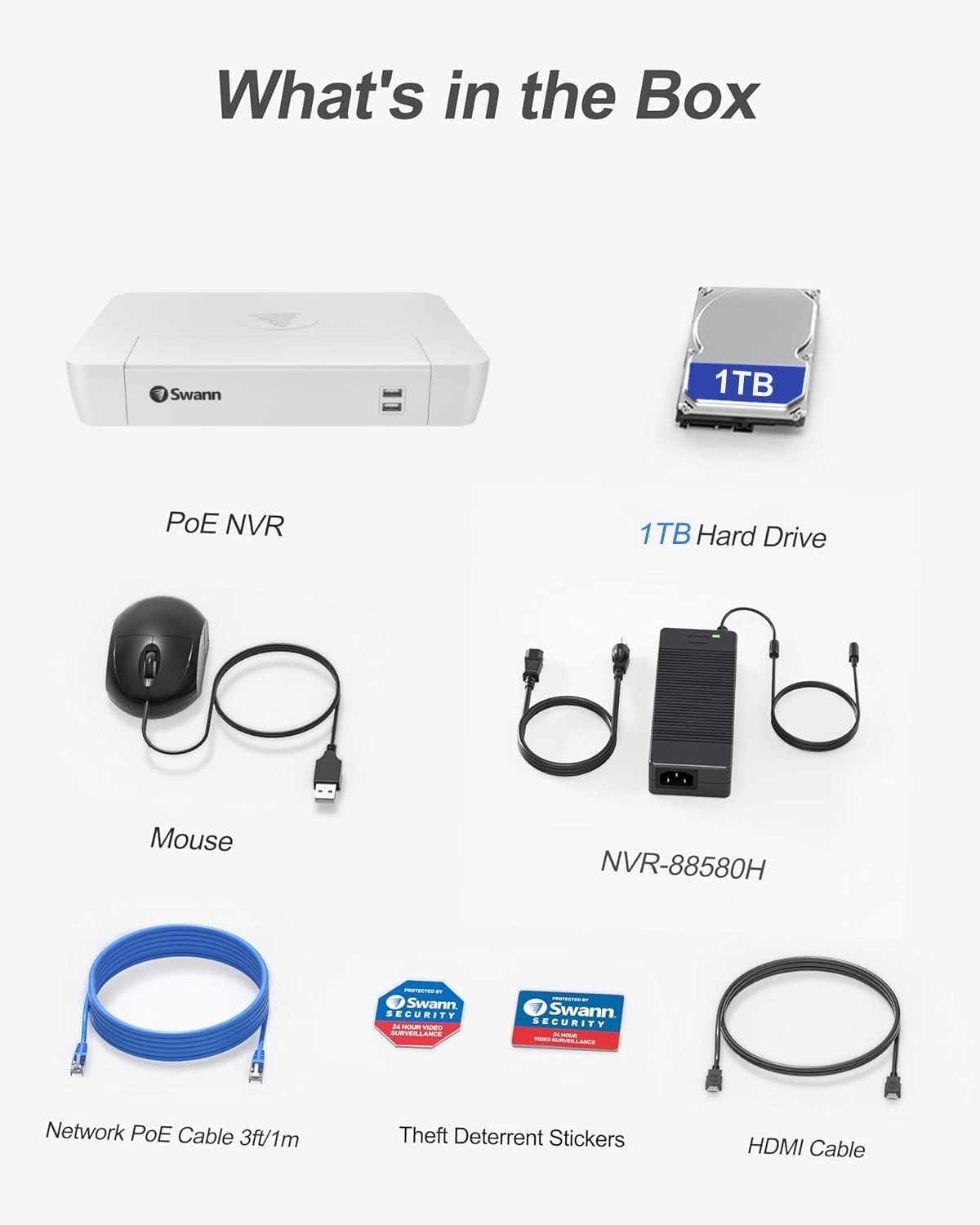 Swann SRNVR8-8580WH 8 Channel 5MP/4K/12MP 1TB Security NVR Recorder see details