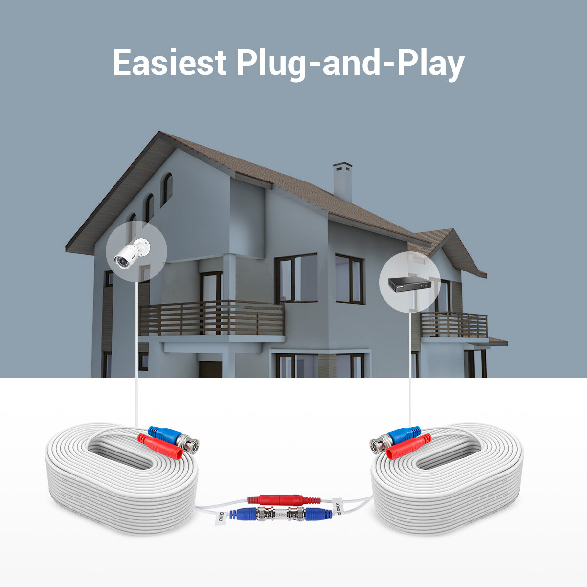 ANNKE 25/60/100ft Extension Cord Security Camera System Video DC Power Cable BNC