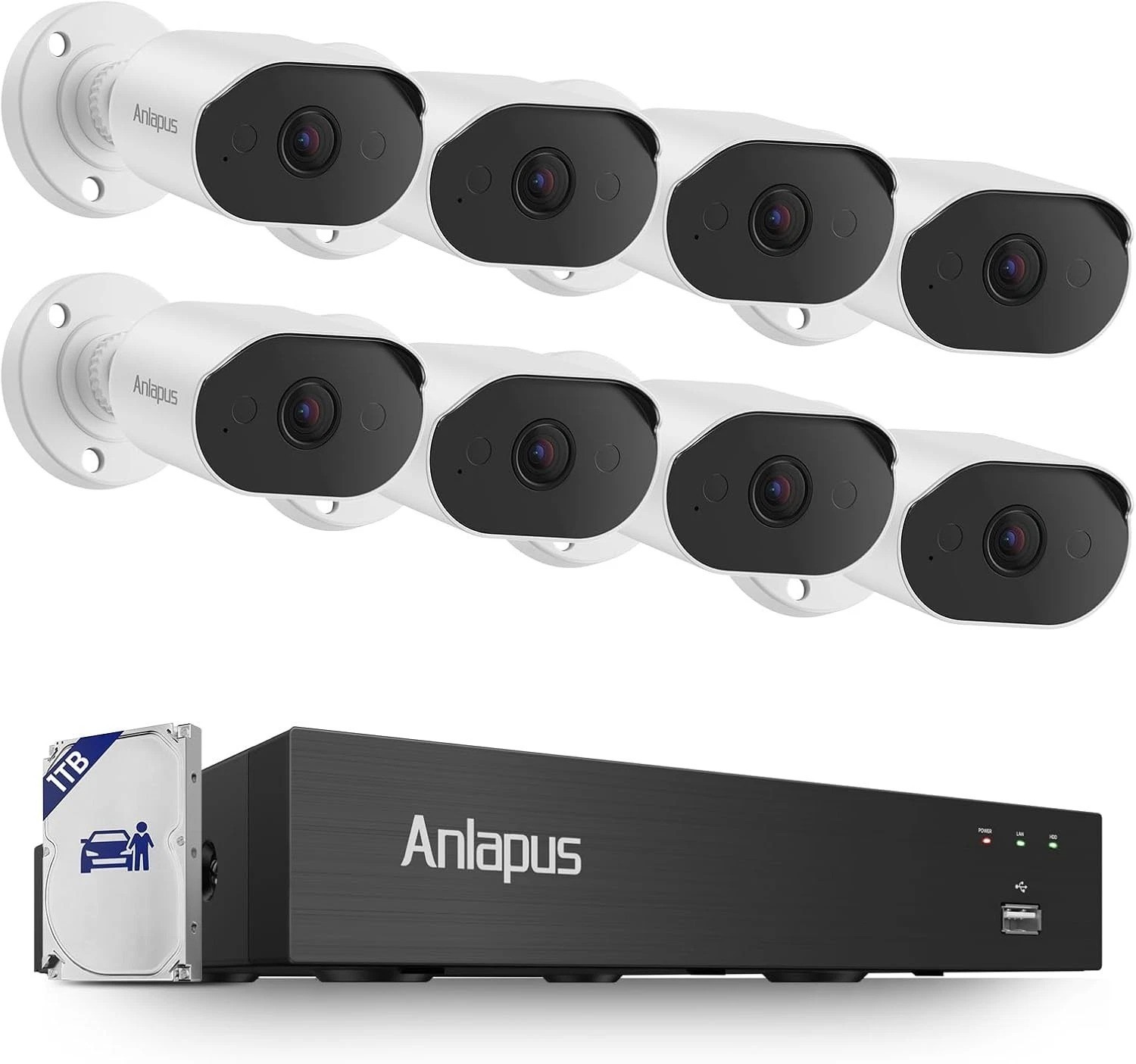 8CH 4K Security Camera System with Audio, 8pcs 8MP Wired CCTV Cameras Outdoor…