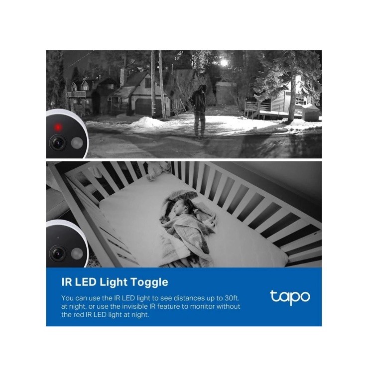 TP-Link Tapo 2K QHD Security Camera, Indoor/Outdoor, Color Night Vision, Free Pe