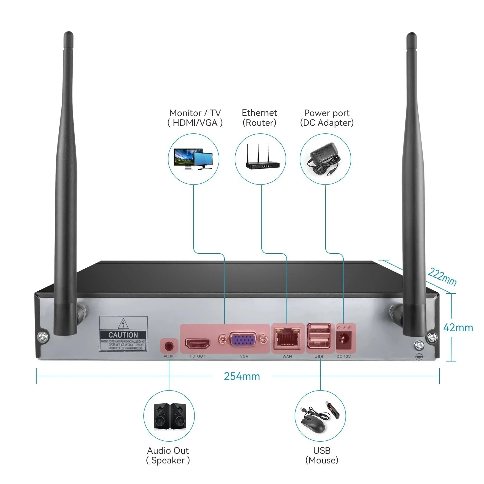 Wireless Security Camera System Outdoor 3MP NVR 2-Way Audio Home with 2TB HDD