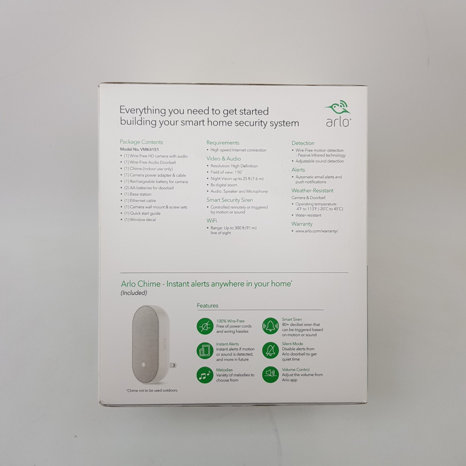 Arlo Smart Home Pro HD Camera Plus Audio Doorbell and Chime System