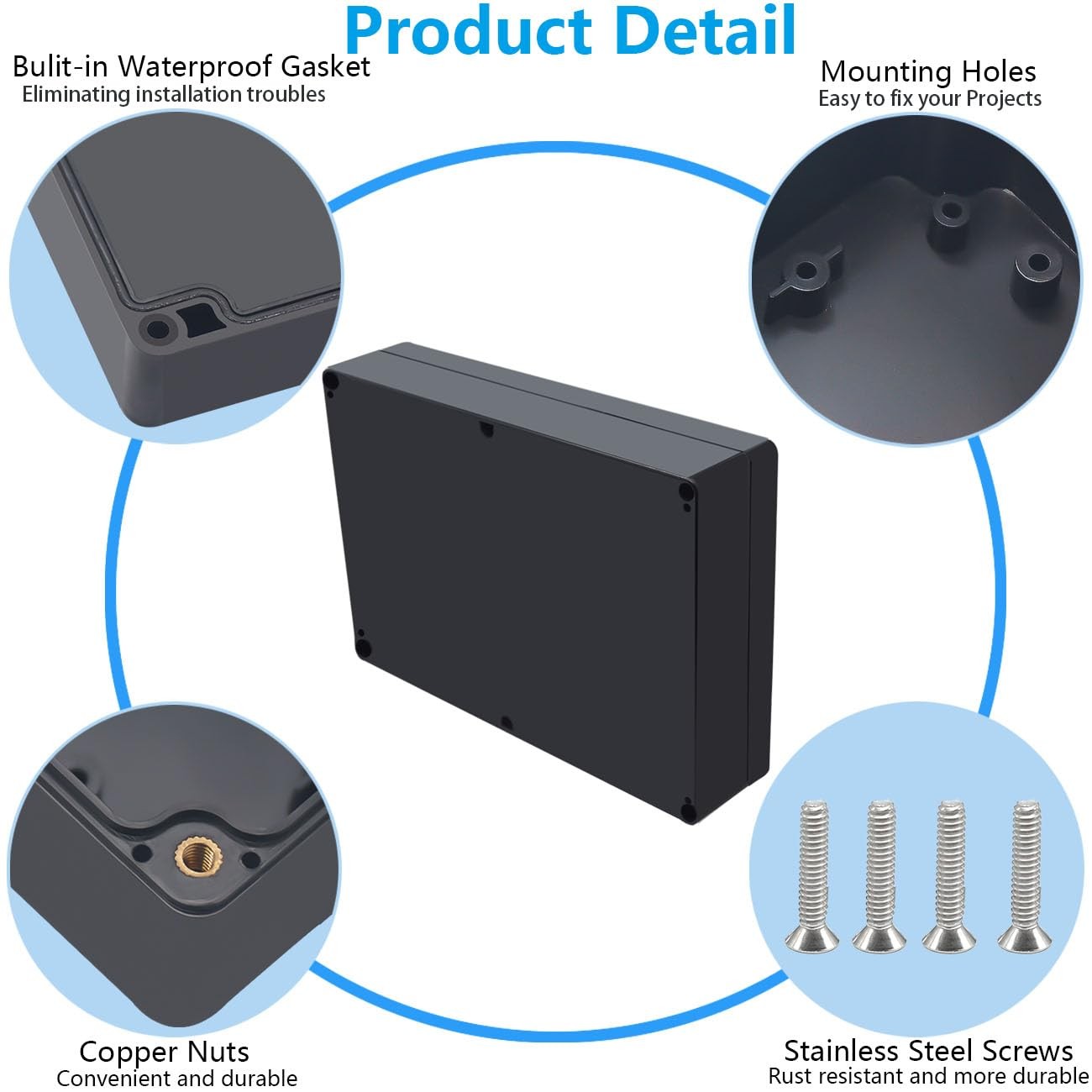 Otdorpatio Outdoor Waterproof Junction Box IP67 10.4“x7.2”x2.4“, Black