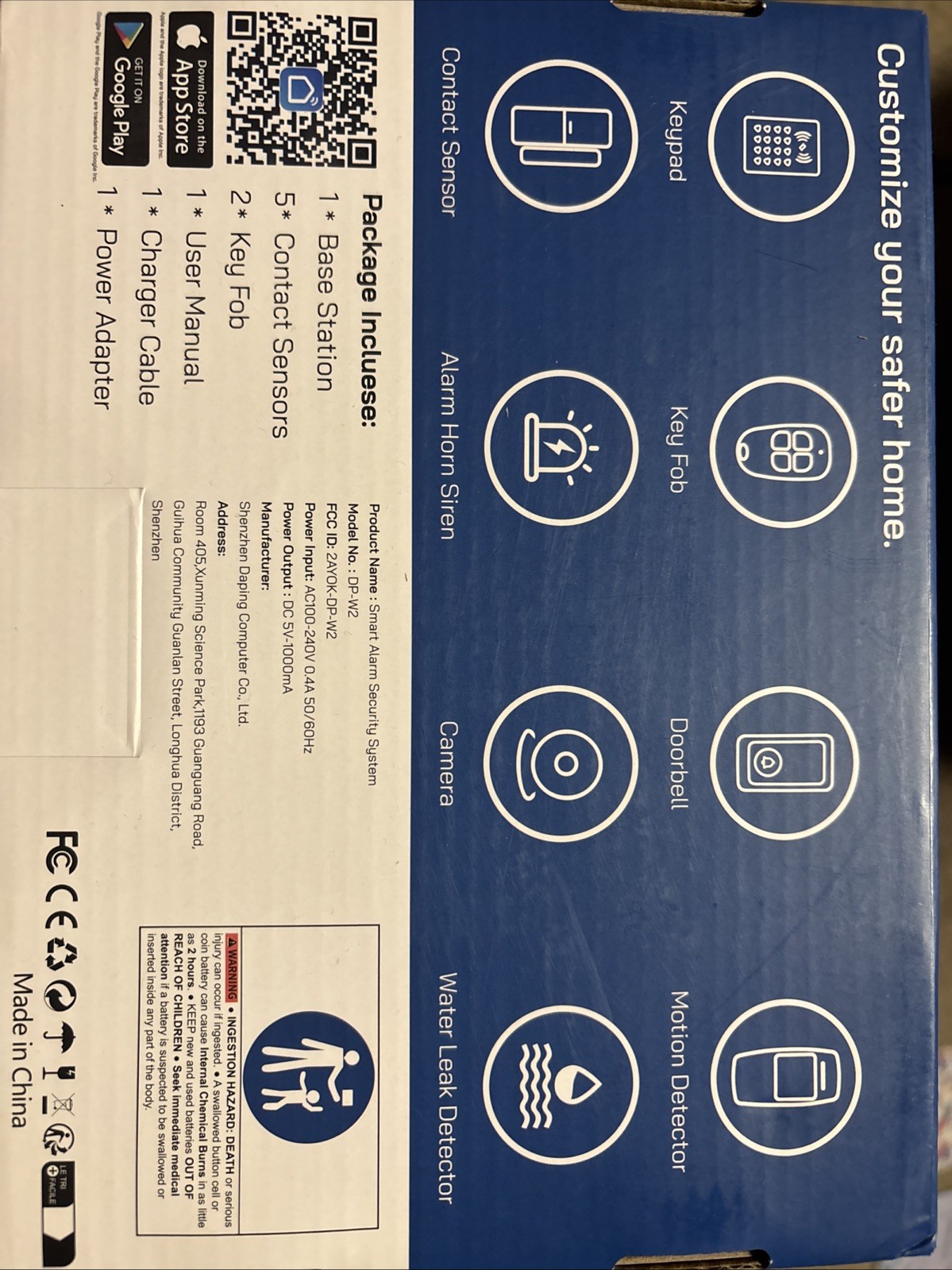 Tolviviov Wireless Home Security 8-Piece Set Alarm System Model DP-W2-Pro