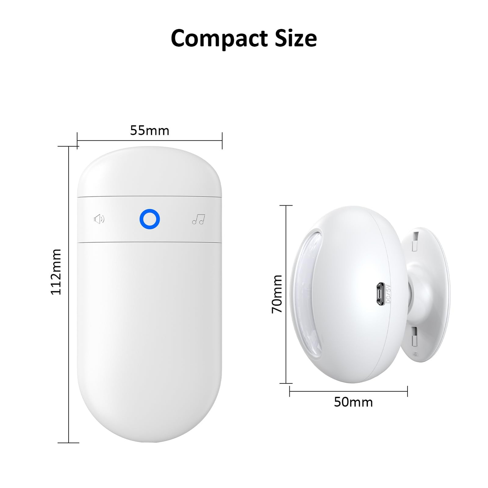 Wireless Motion Sensor Doorbell -Indoor 1 Receiver 1 Sensor, White