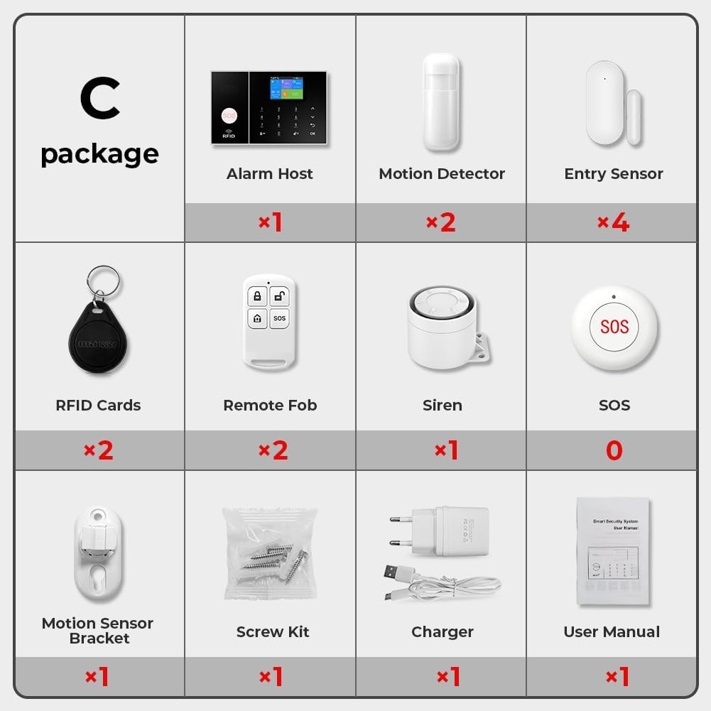 Wireless Home Alarm, Wifi/4G Alarm System for Home Security with Phone APP Alert
