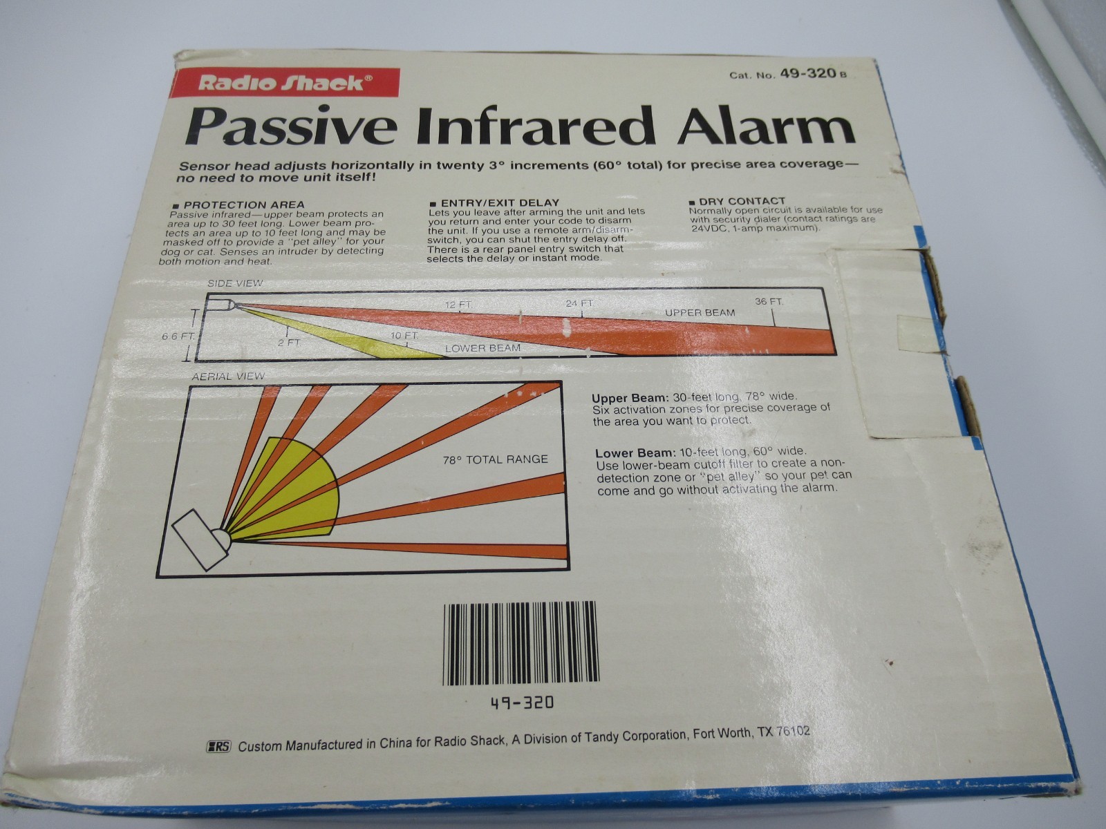 Radio Shack Passive Infrared Alarm Catalog No. 49-320B For Parts or Repair
