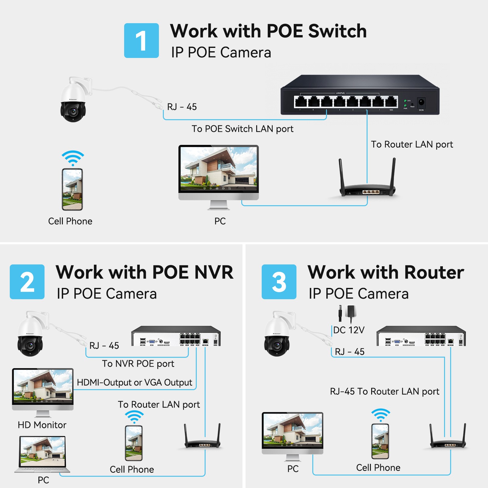 JENNOV 4K 8MP PoE IP Security Camera Night Vision Audio 20X Optical Zoom IP66
