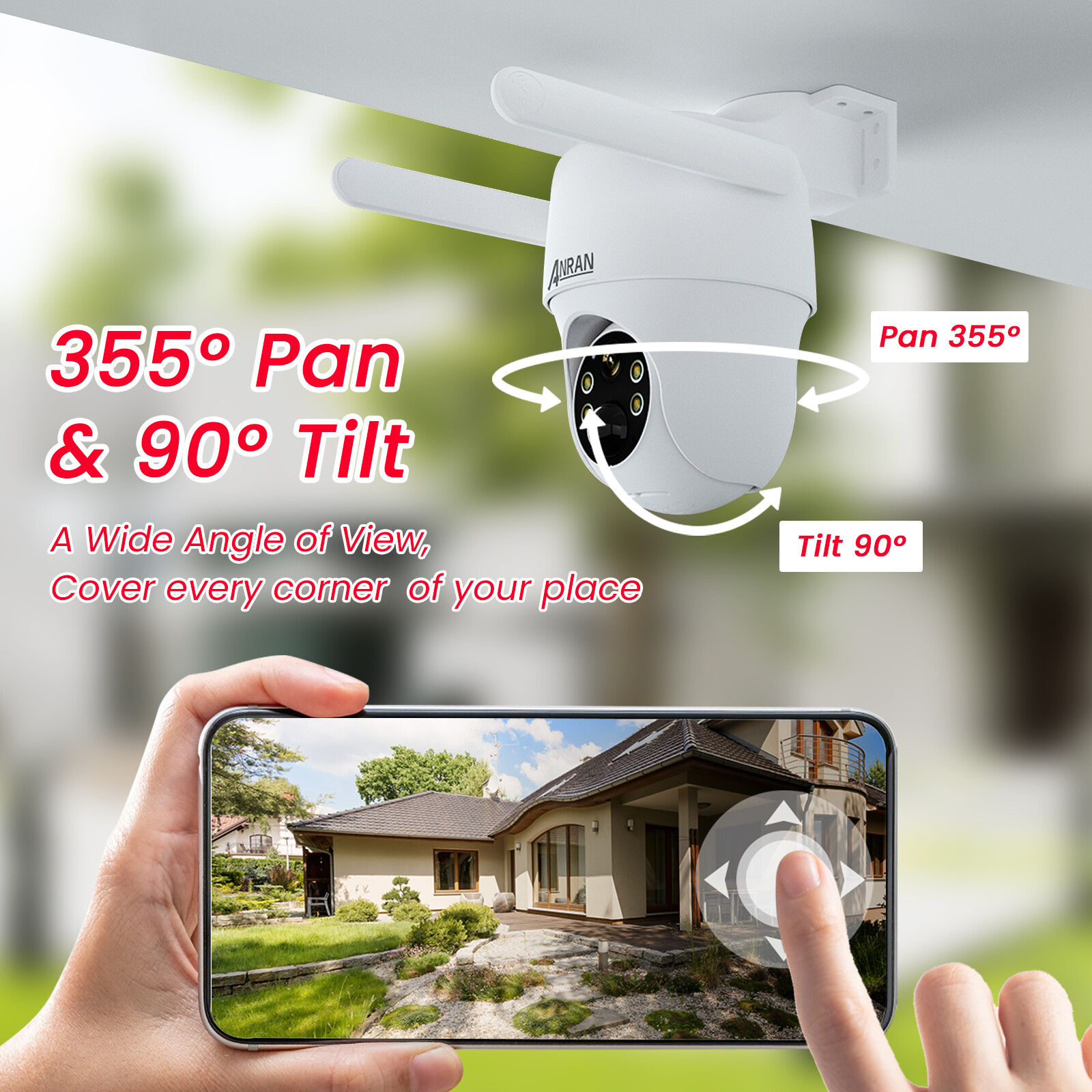 ANRAN 4G LTE Security Camera Outdoor Solar Battery Powered Wireless W/ Sim Card