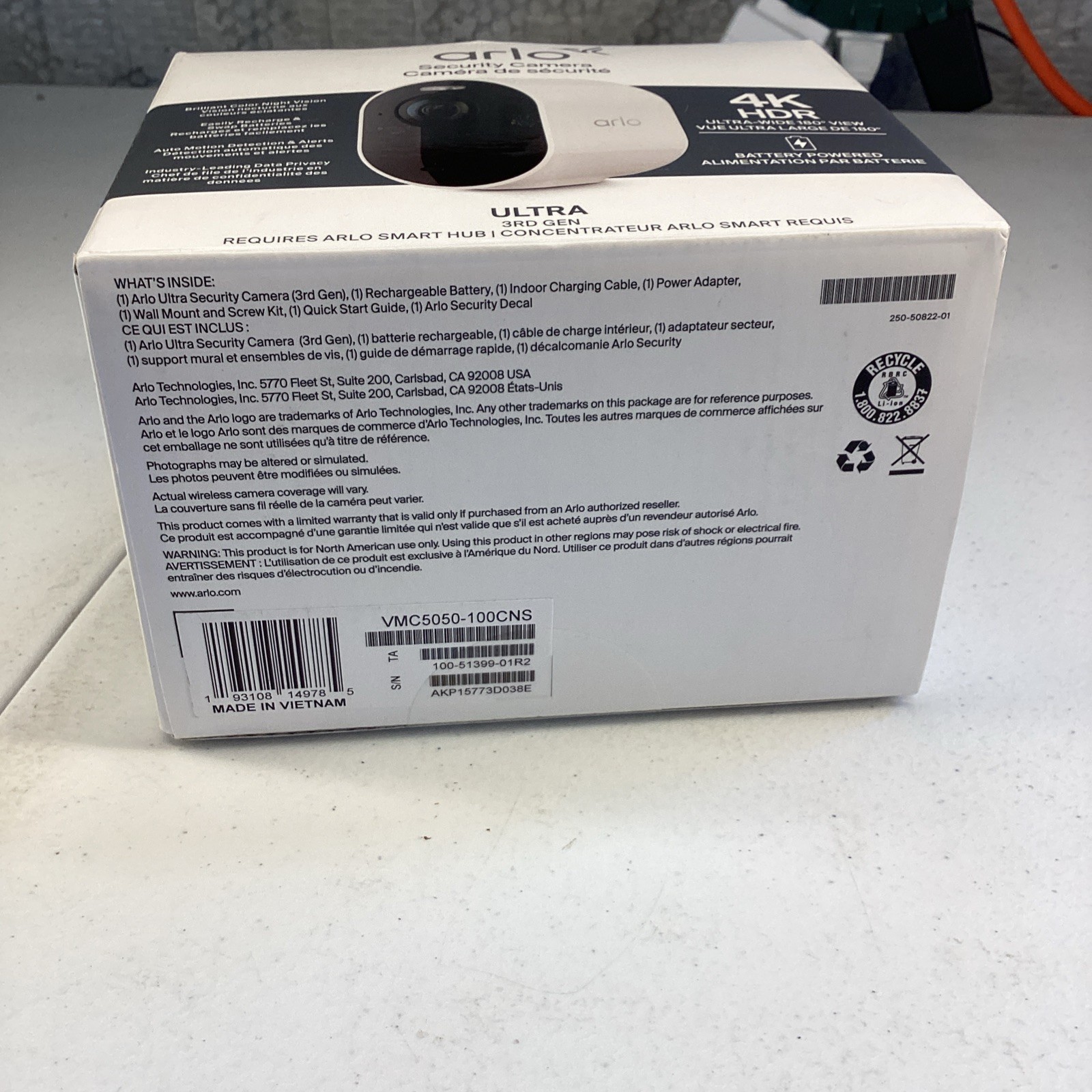 New Sealed Arlo Ultra 4K 3rd Gen Single Add On Camera Battery Powered