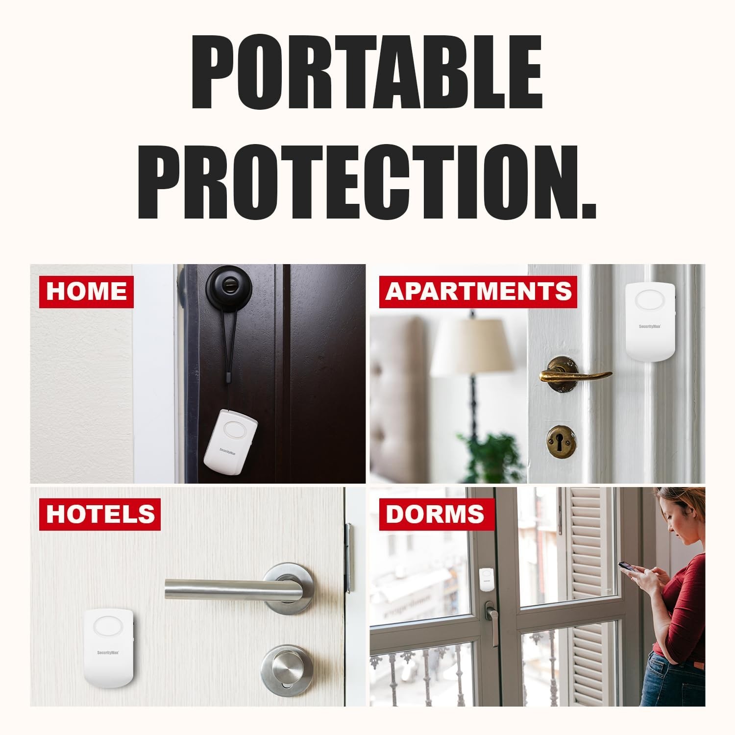 Portable Door Handle Alarm – 130dB Vibration Triggered Security Alarms (2 Pack)