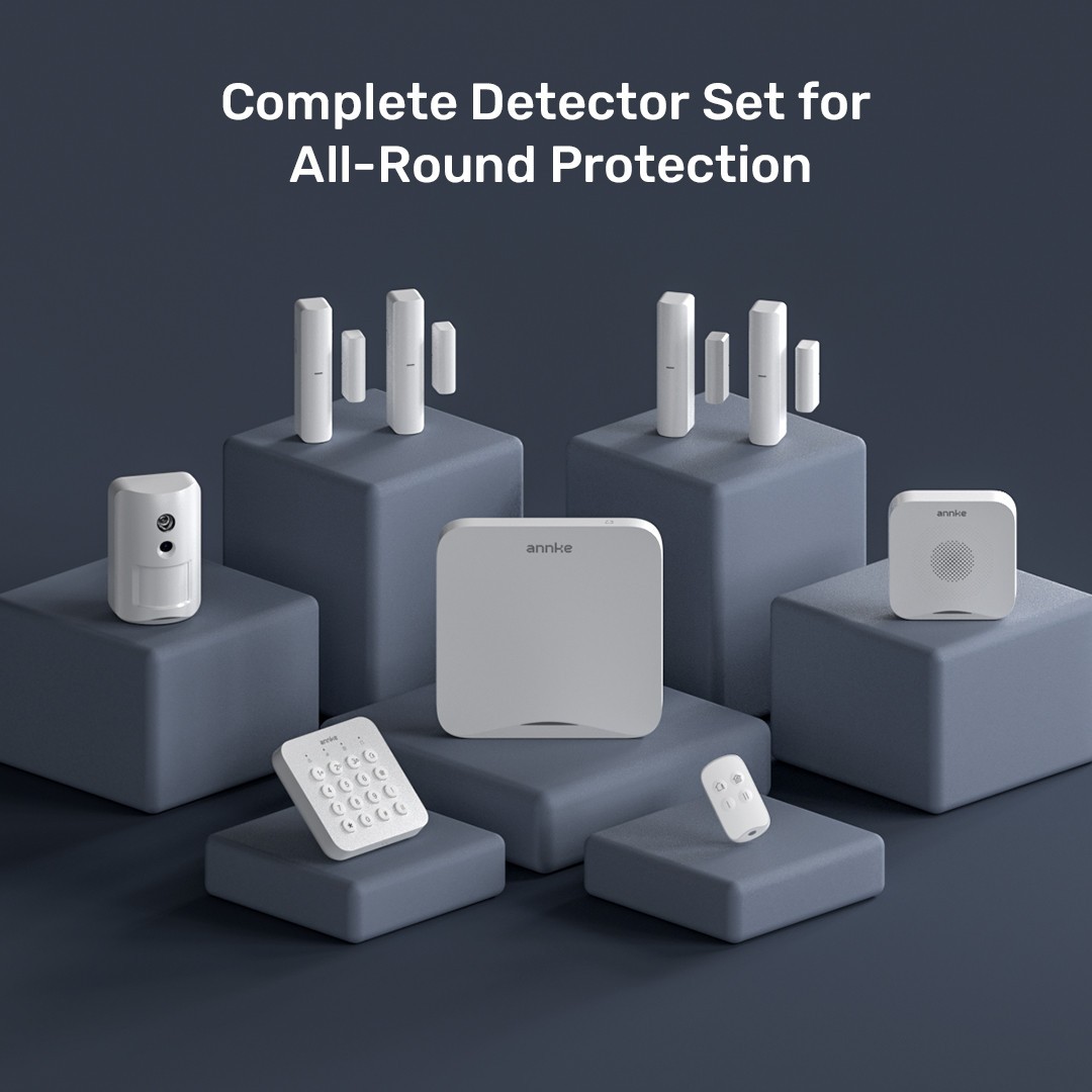 ANNKE Wireless Security Alarm System 2.4G/5.8G WiFi 24/7 Recording Smoke PIR Kit