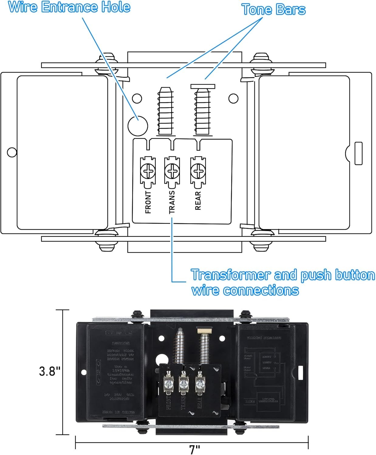 Wired Doorbell Chime, 16V 10VA Front and Rear Door Chime for Home Wall…