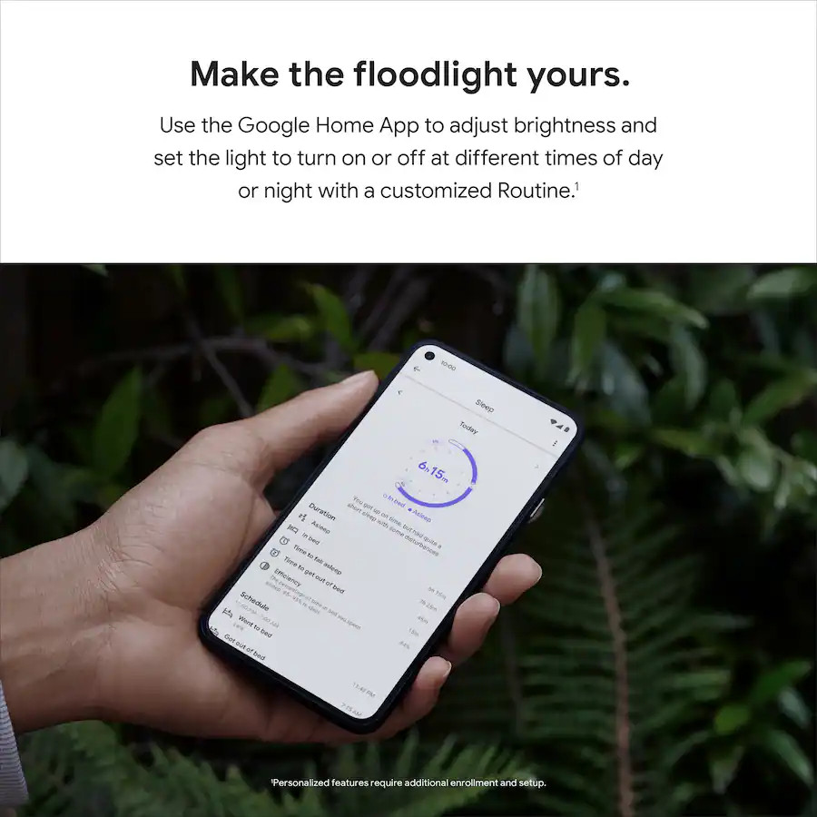 Google Nest Cam with Floodlight Outdoor Wired Smart Security Camera Snow White