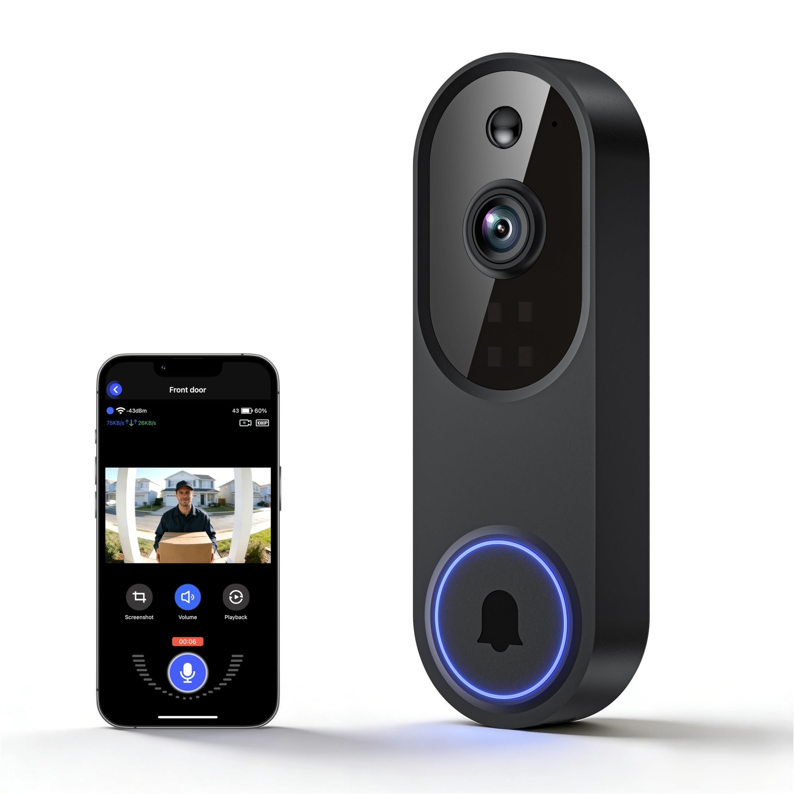1080P Wireless Video Doorbell Camera, Outdoor Surveillance Cameras, FHD Live …