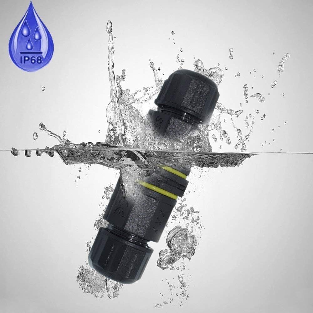 Junction Box Outdoor Waterproof IP68 Electrical Cable Connector 2 Way black
