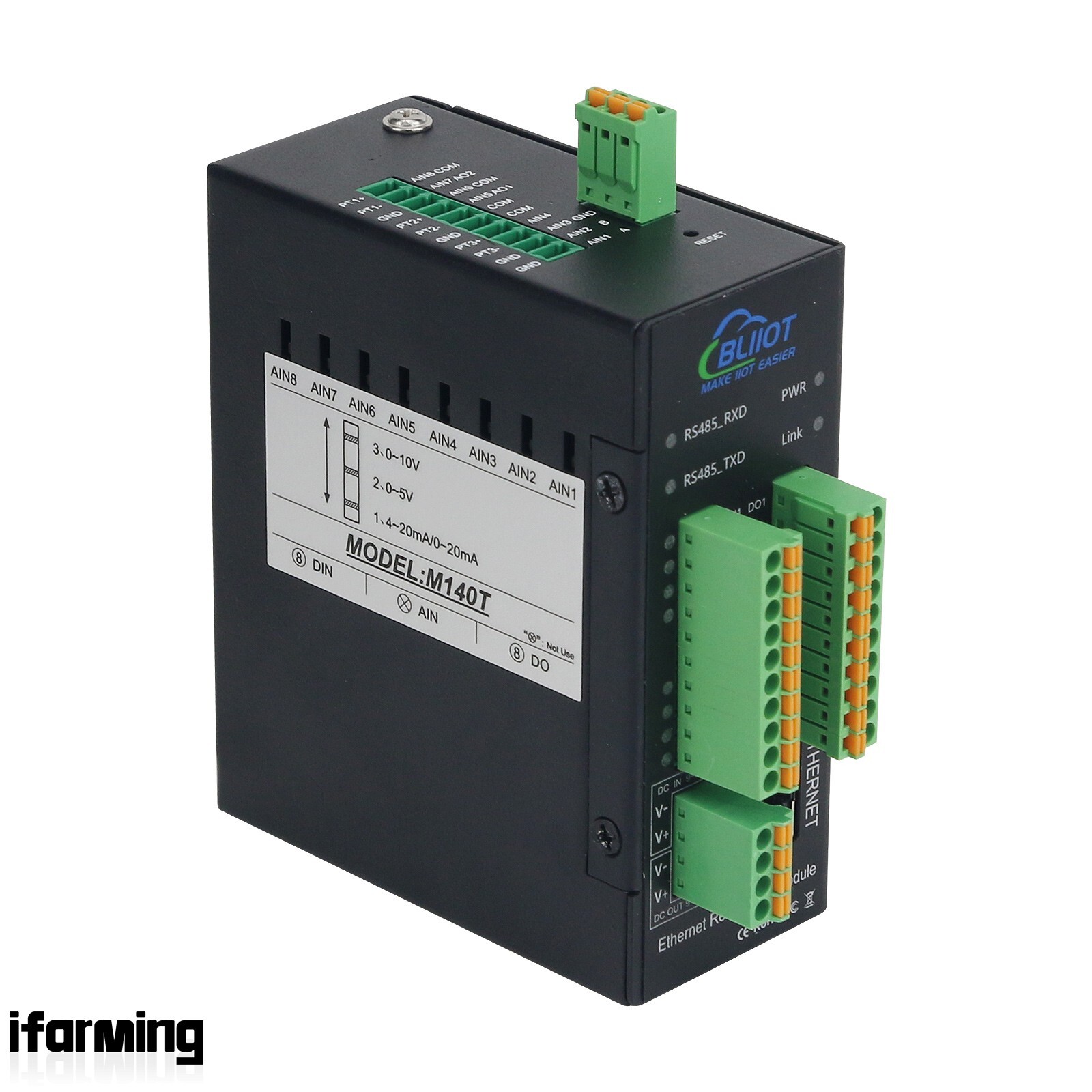 M140T Ethernet Remote IO Module Data Acquisition Module 8DI+8DO+1RS485+1Rj45 ifa