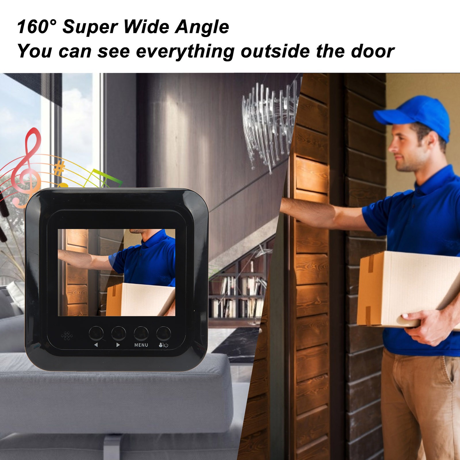 Video Door Phone System Digital Door Viewer Infrared Night 160 Degree