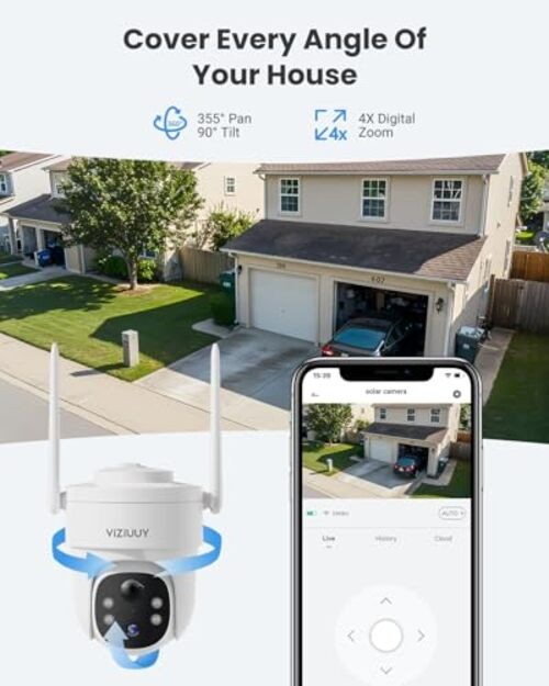 Solar Security Cameras Wireless Outdoor, 3MP Pan Tilt 360°WiFi Camera 3MP-1PK