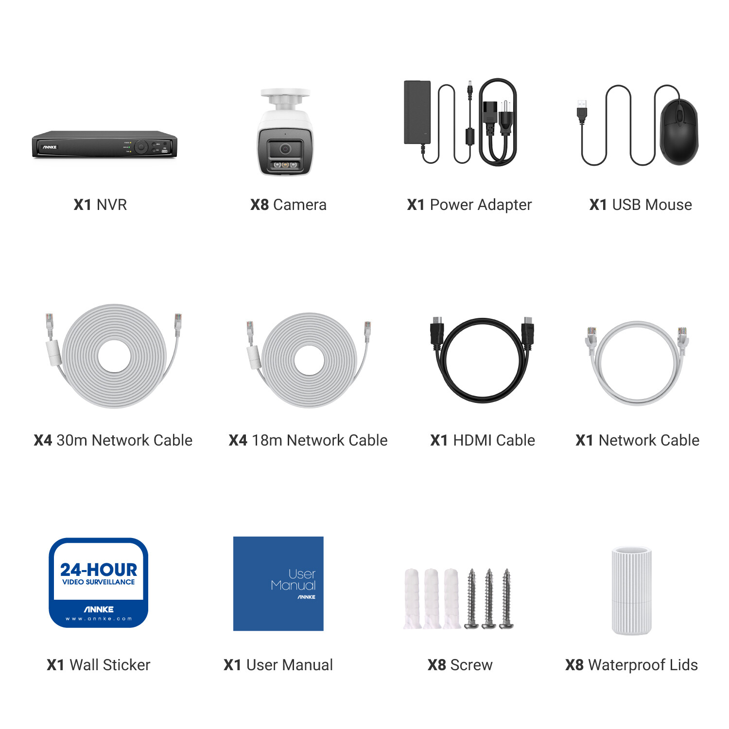ANNKE 12MP 8CH NVR 4K POE Color Night Security IP Camera System Audio Recording