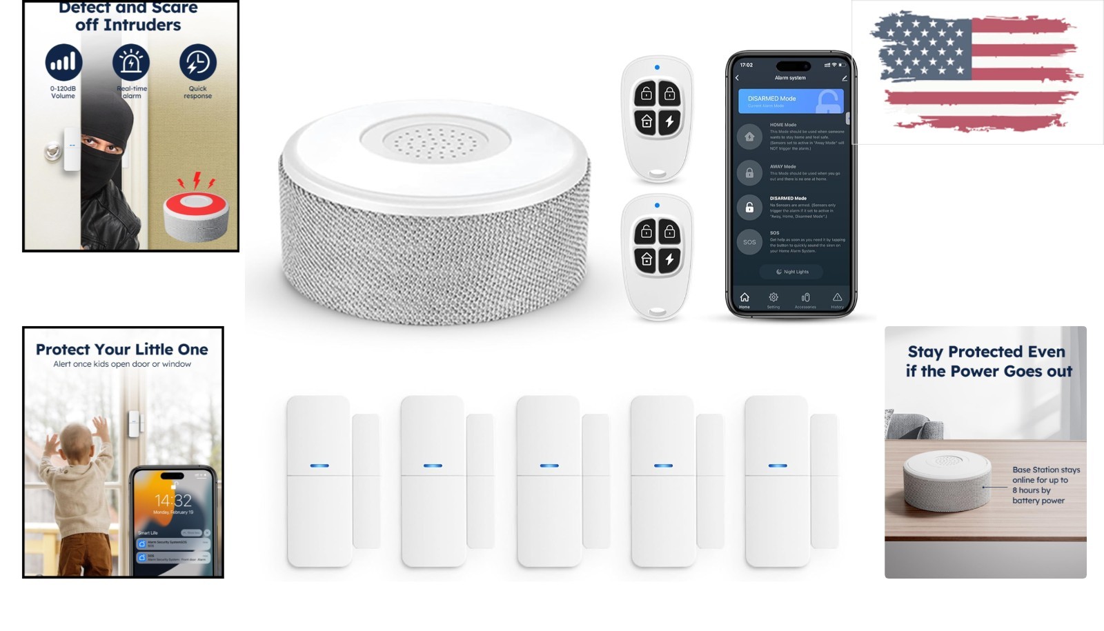 Wireless 8-Pack Smart Home Security Alarm System – Works with Alexa & Smartphone