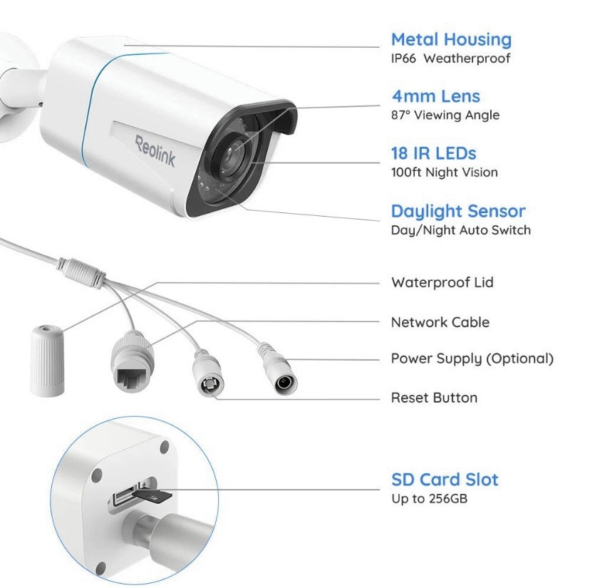 Reolink PoE Security Camera System 4K RLC-810A 8CH NVR Kit 2TB 6 Cameras