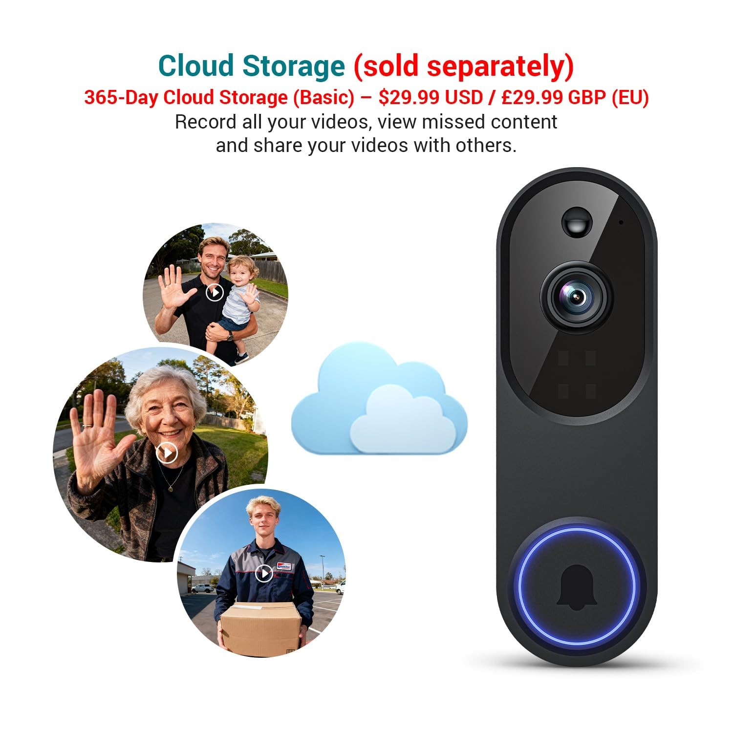 ALPHAPEACH 1080p Smart Video Doorbell Camera Wireless, Black