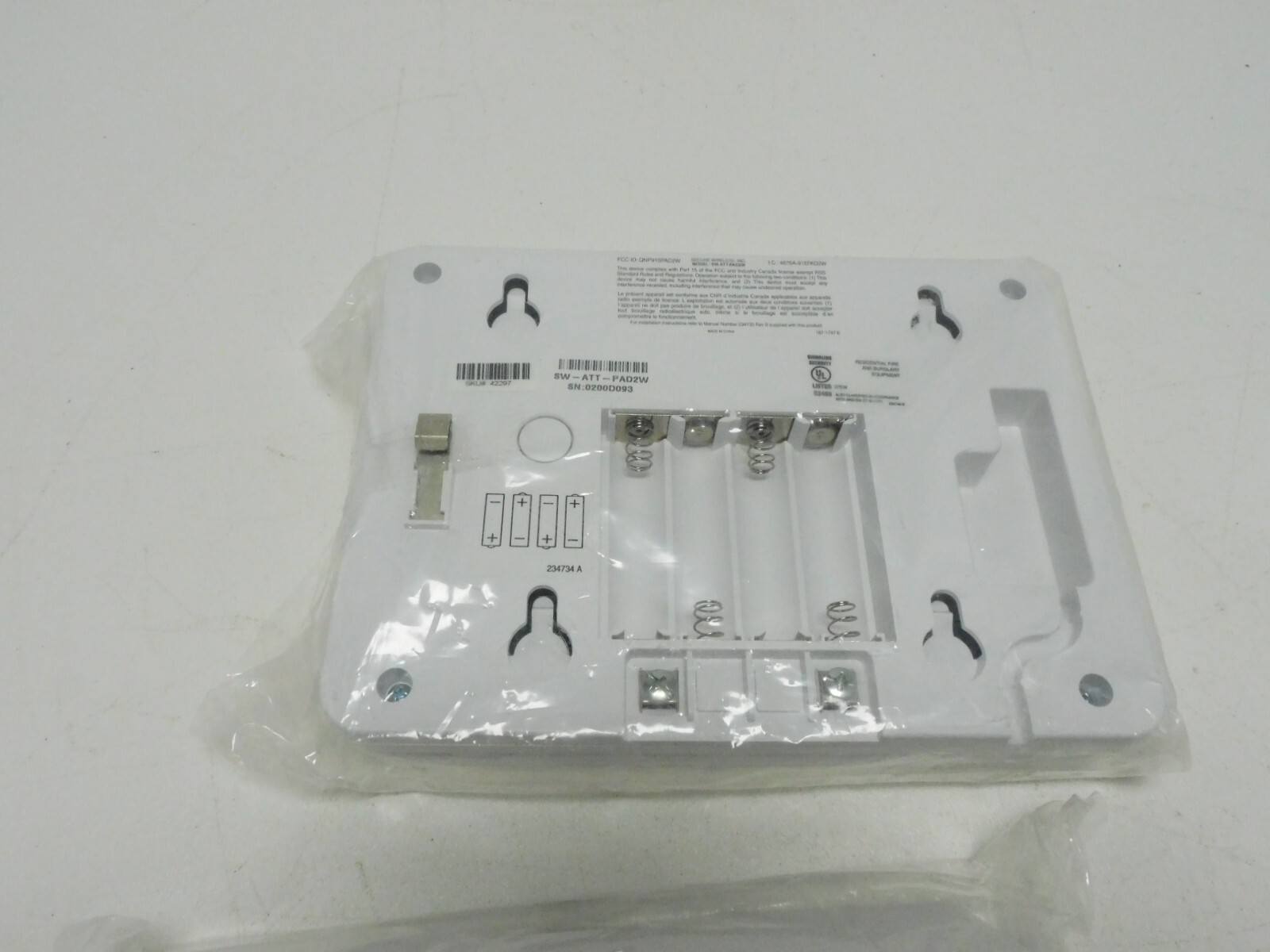 AT&T 42297 Burglar Alarm Keypad Adapter Control Unit SW-ATT-PAD2W Digital Life
