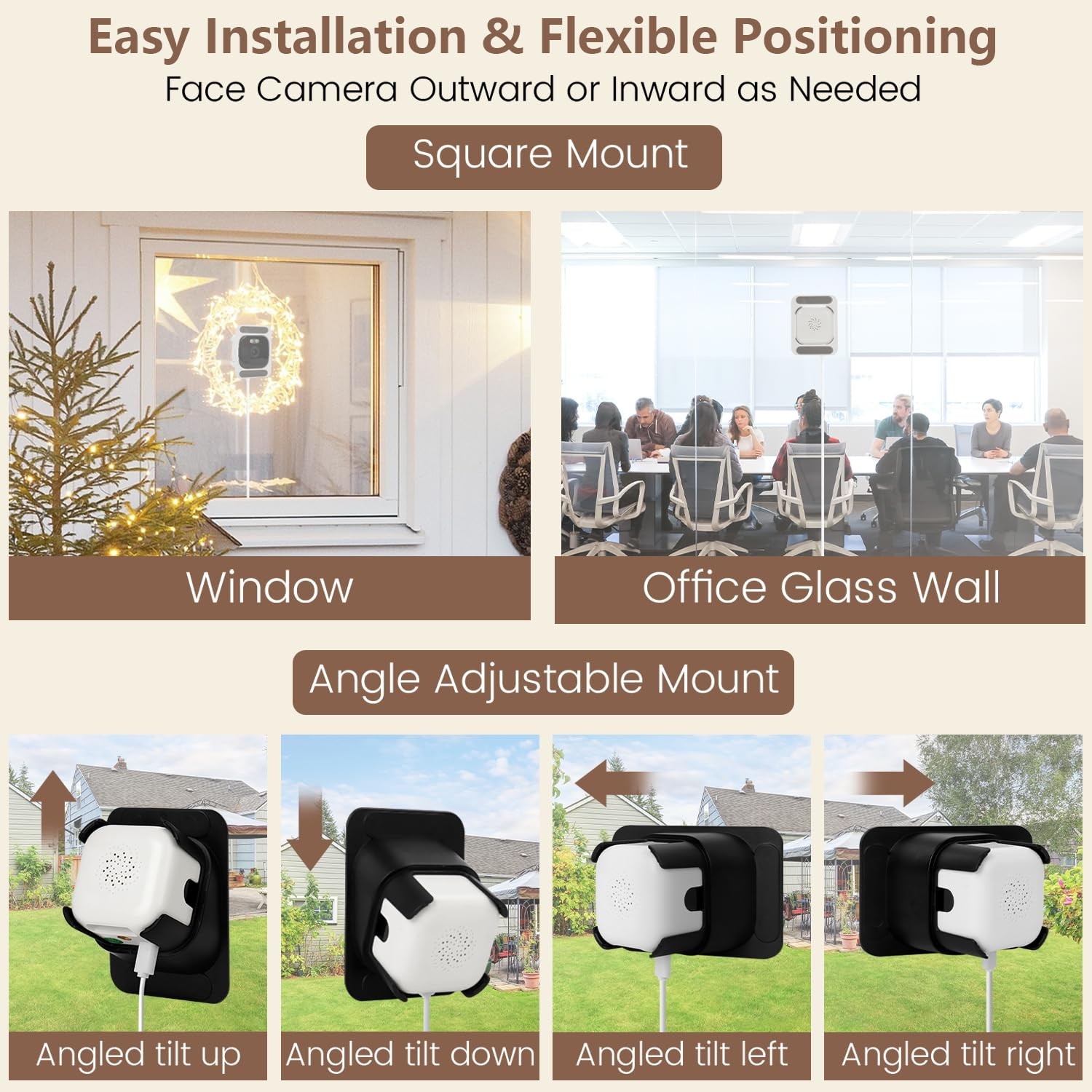 3MP 2K Window Camera, 2.4GHz & 5GHz WiFi Indoor Cameras for 2 Pack, White