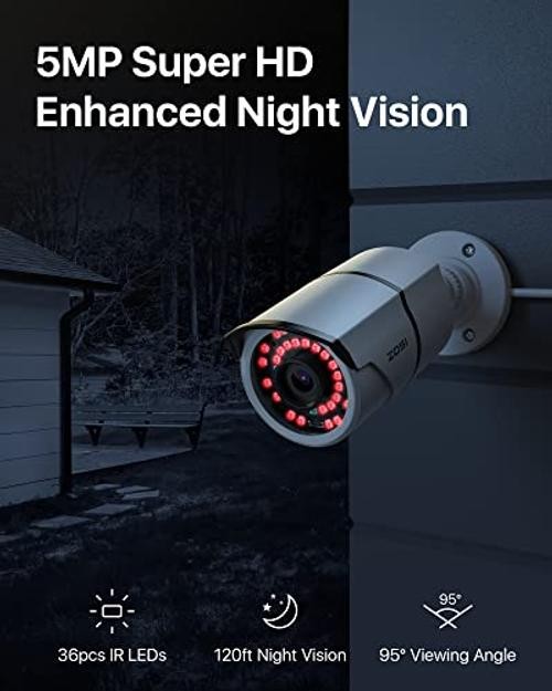 16CH 5MP PoE Security Cameras System,4K 16-Channel H.265 NVR 16CH+8Cam+3TB