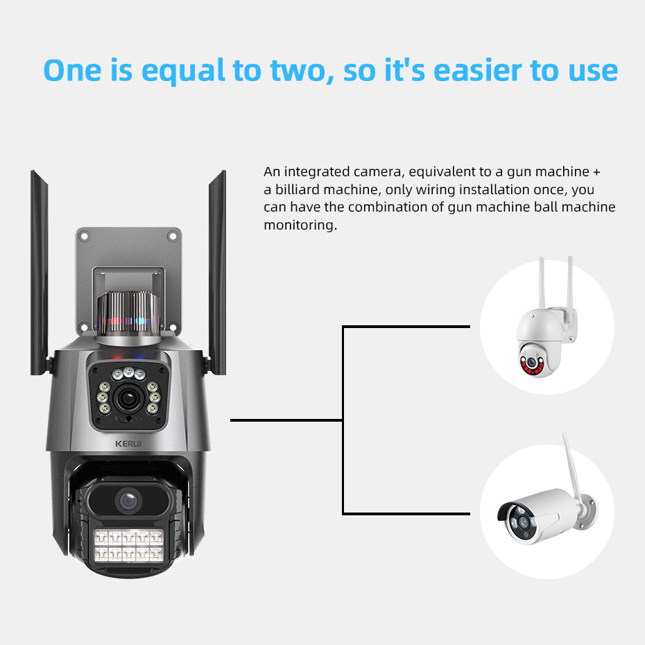 ICSee Dual Lens WiFi IP Camera Wireless Outdoor CCTV PTZ Home Security IR Cam US