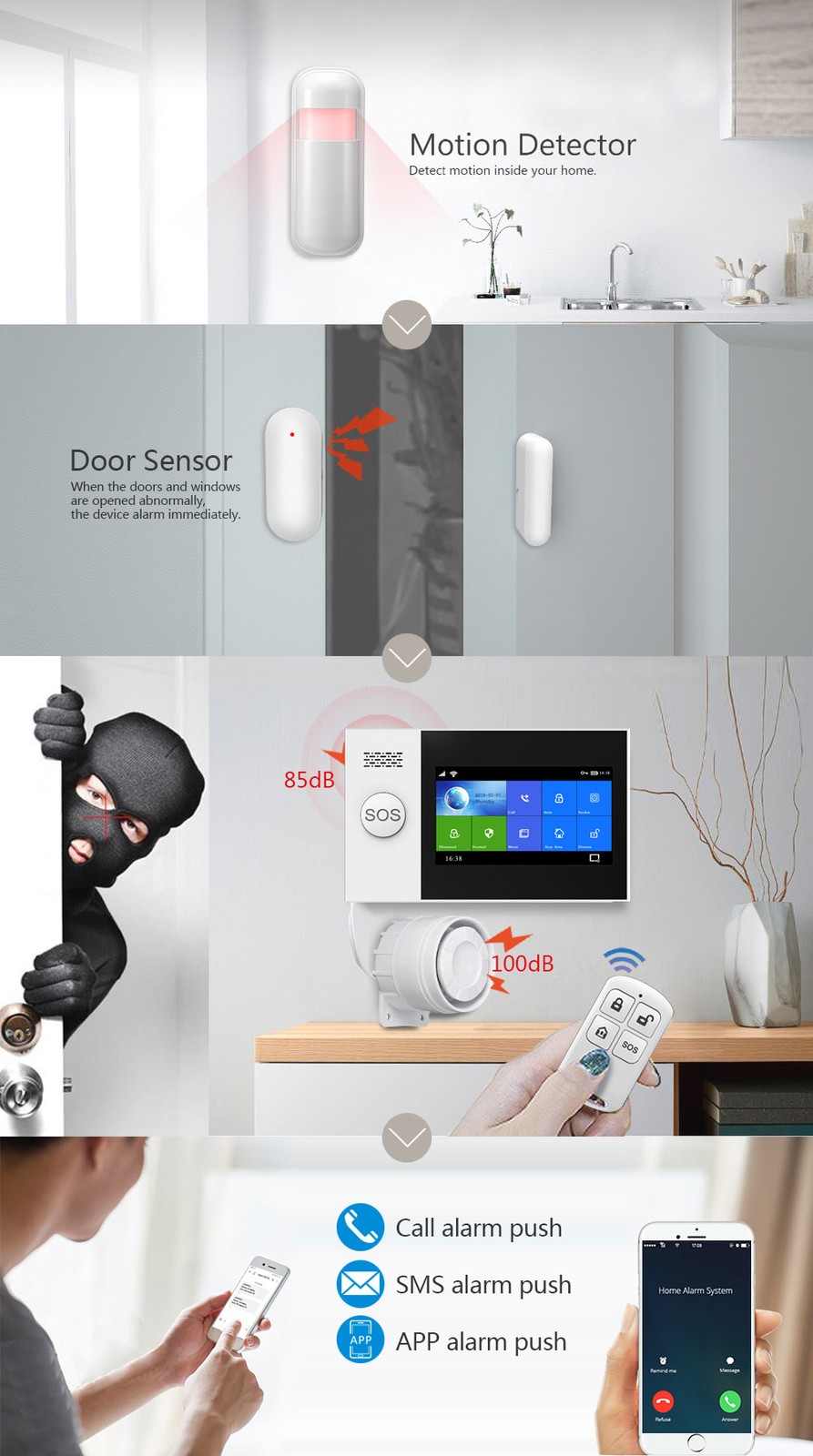 V17 WIFI 4G Internet TUYA APP Wireless Wired Home Security Burglar Alarm System