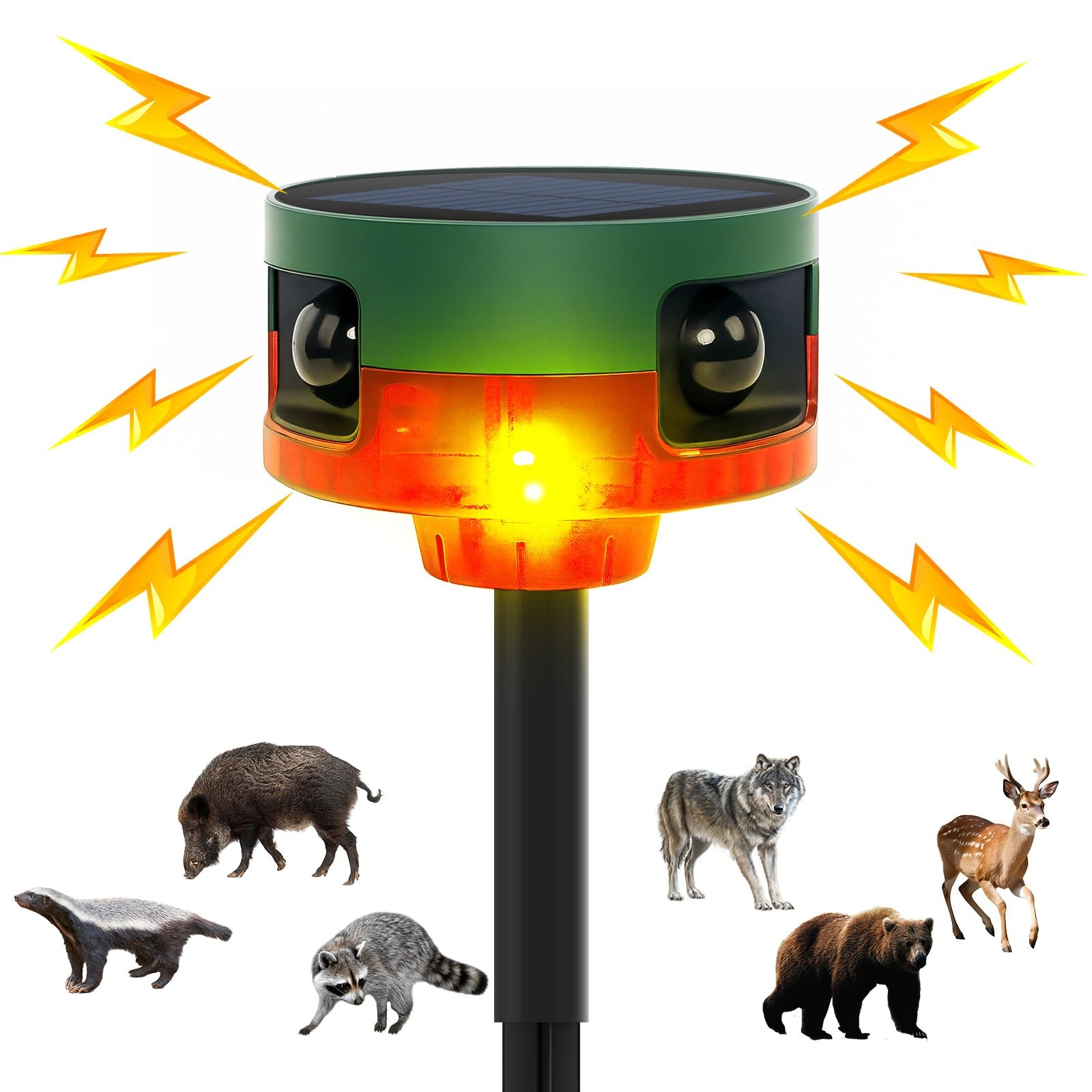 OUDAER Solar Outdoor Motion Sensor Alarm, 130dB Dog Barking & Gunshot Sound, …