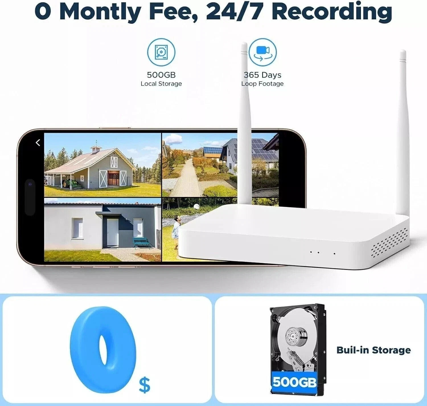 360° PTZ 8CH 4K NVR 8MP PoE Security Camera System AI Detection Two-Way Audio